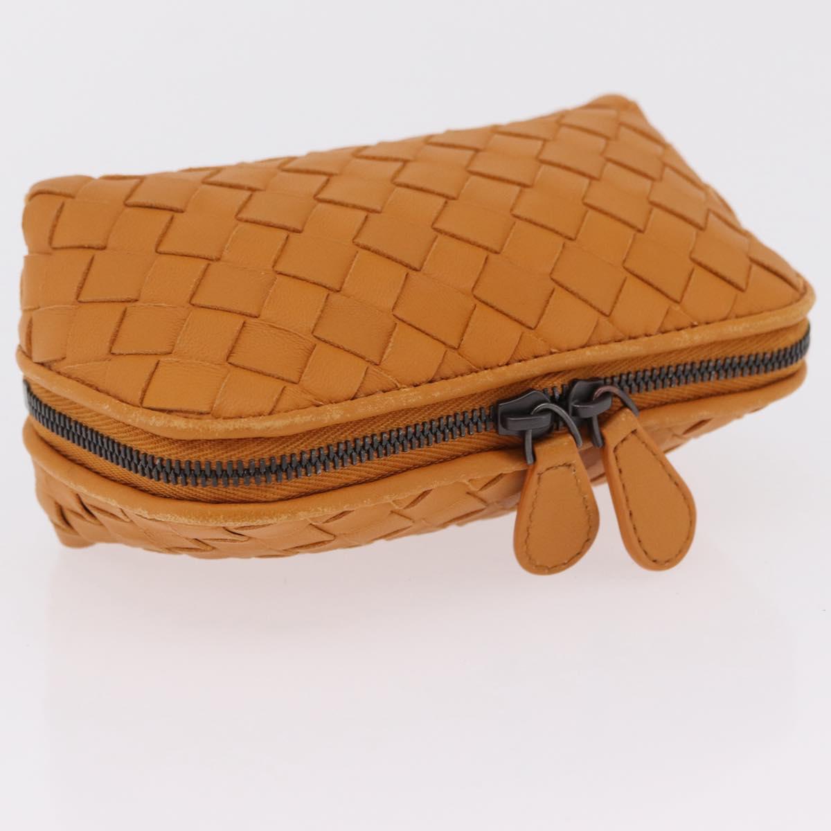 BOTTEGA VENETA INTRECCIATO Pouch Leather Orange Auth mr2980A