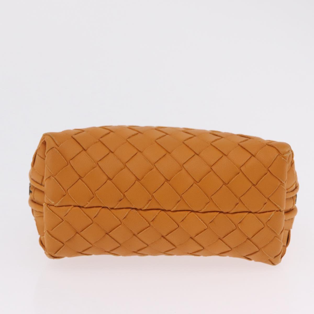BOTTEGA VENETA INTRECCIATO Pouch Leather Orange Auth mr2980A