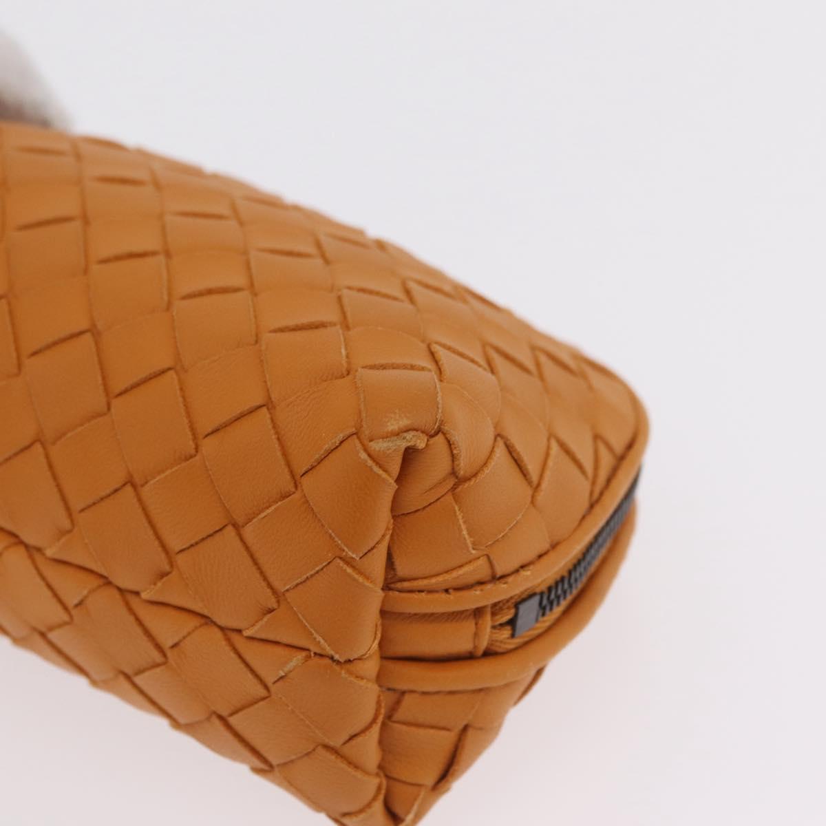 BOTTEGA VENETA INTRECCIATO Pouch Leather Orange Auth mr2980A