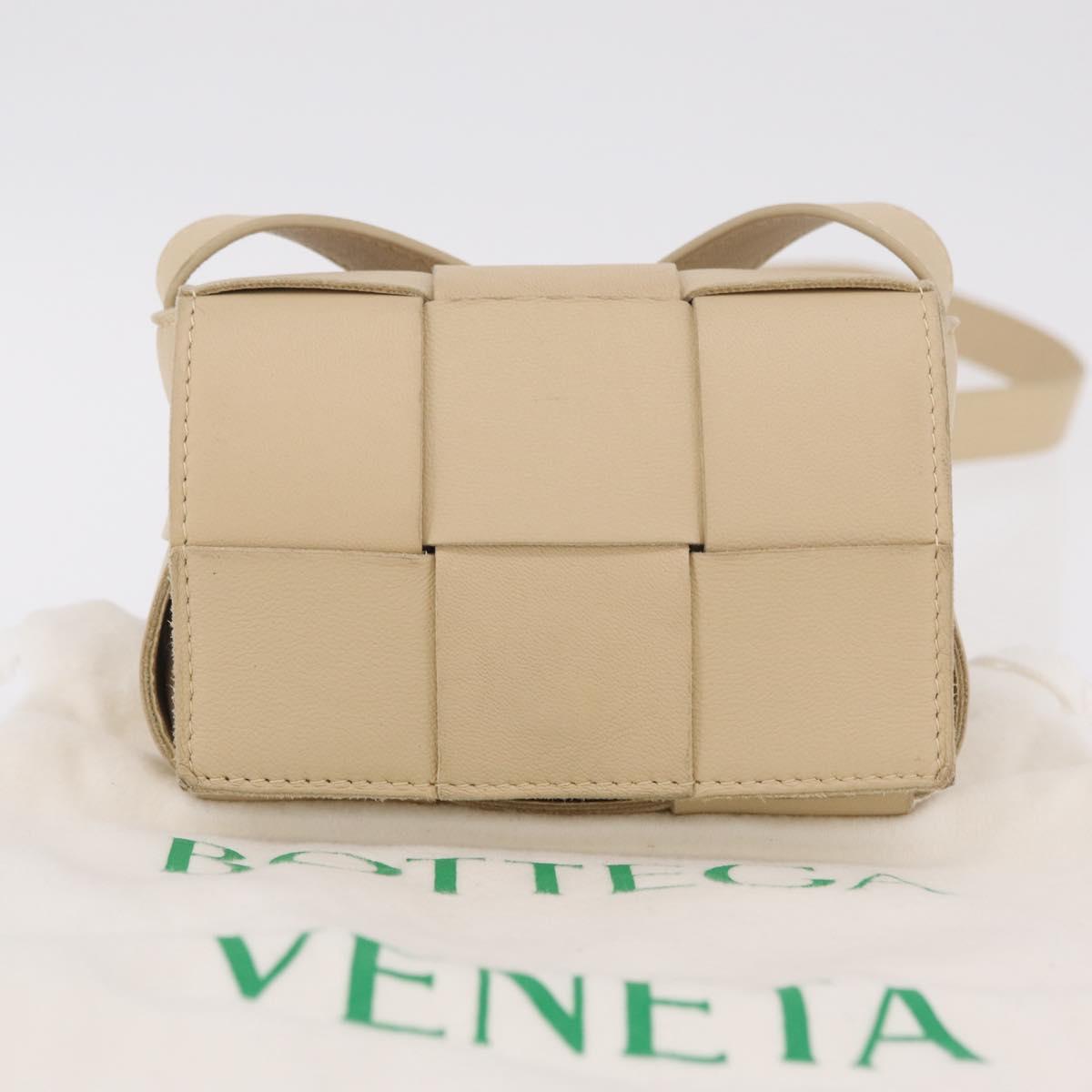 BOTTEGA VENETA MAXI INTRECCIATO Candy Cassette Bag Leather Beige Auth mr2981A