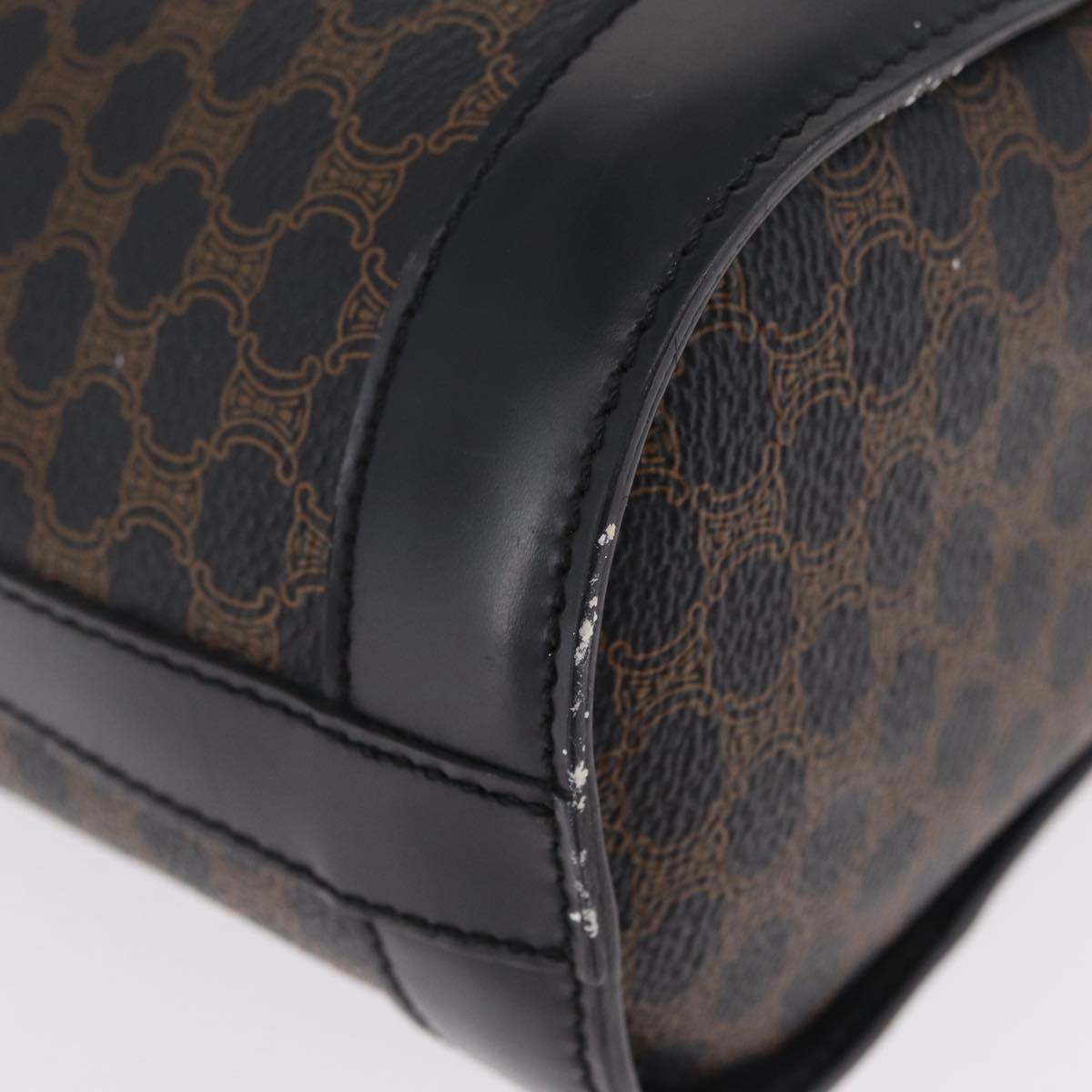 CELINE Macadam Canvas Tote Bag PVC Black Gold Tone Auth mr2983A