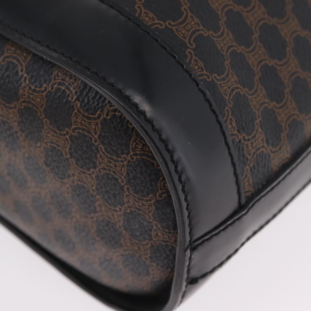 CELINE Macadam Canvas Tote Bag PVC Black Gold Tone Auth mr2983A