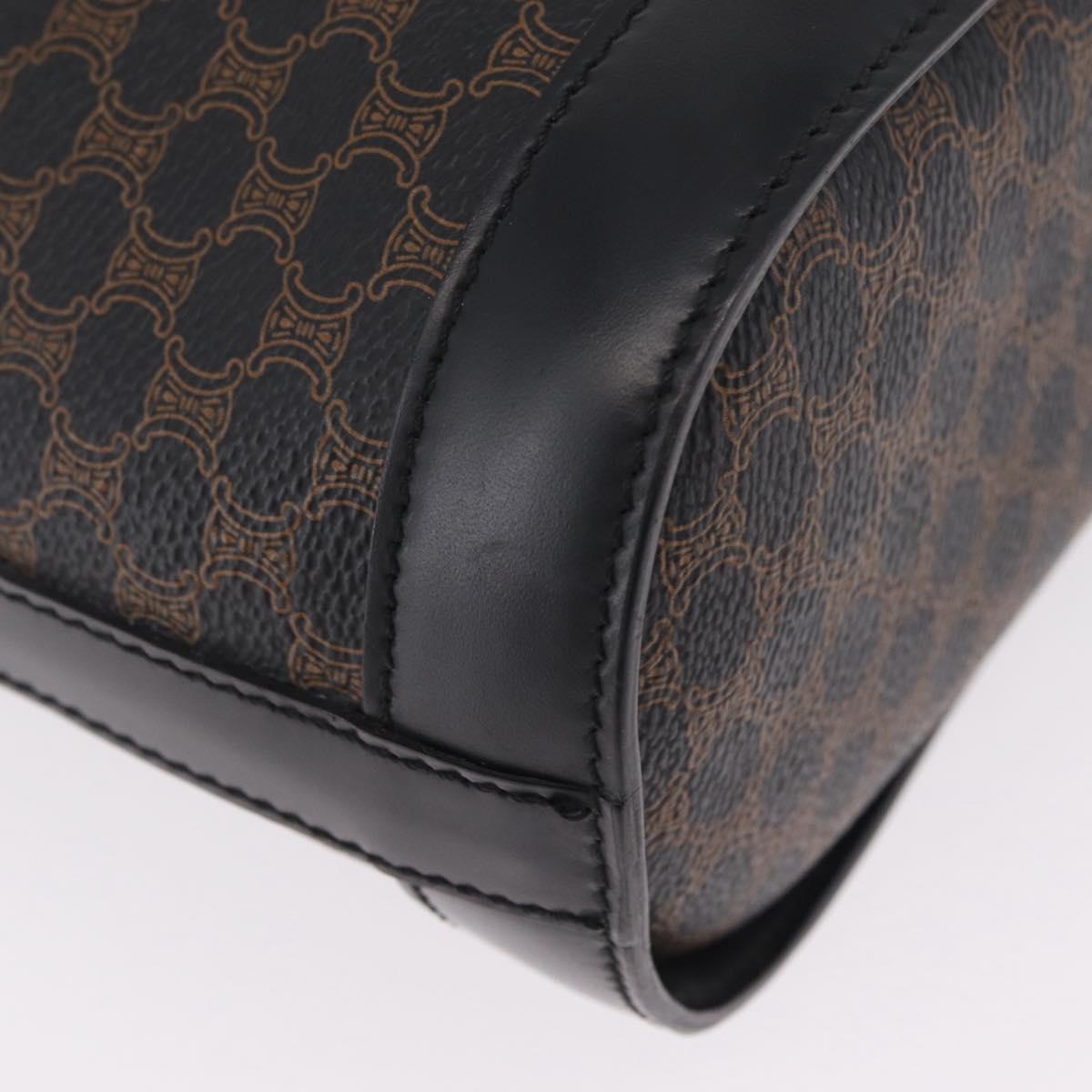 CELINE Macadam Canvas Tote Bag PVC Black Gold Tone Auth mr2983A