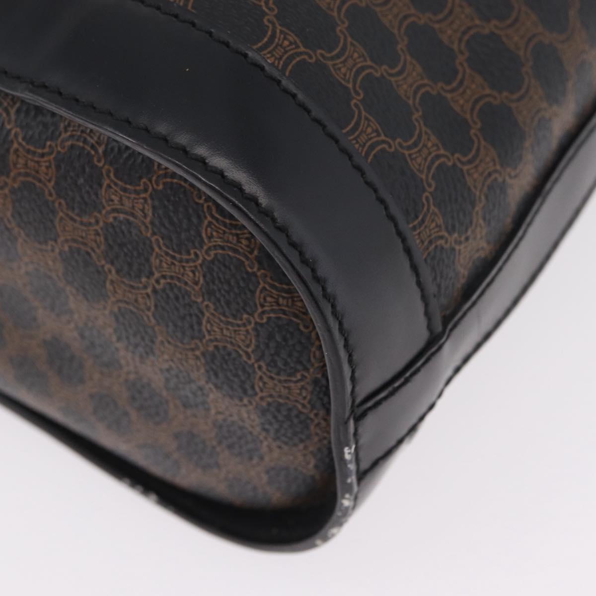 CELINE Macadam Canvas Tote Bag PVC Black Gold Tone Auth mr2983A