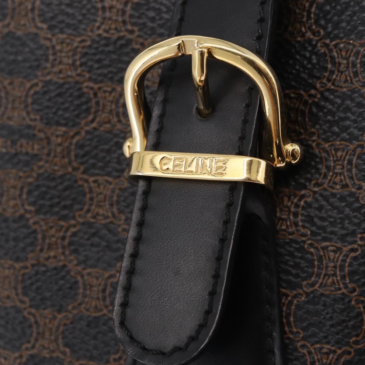 CELINE Macadam Canvas Tote Bag PVC Black Gold Tone Auth mr2983A