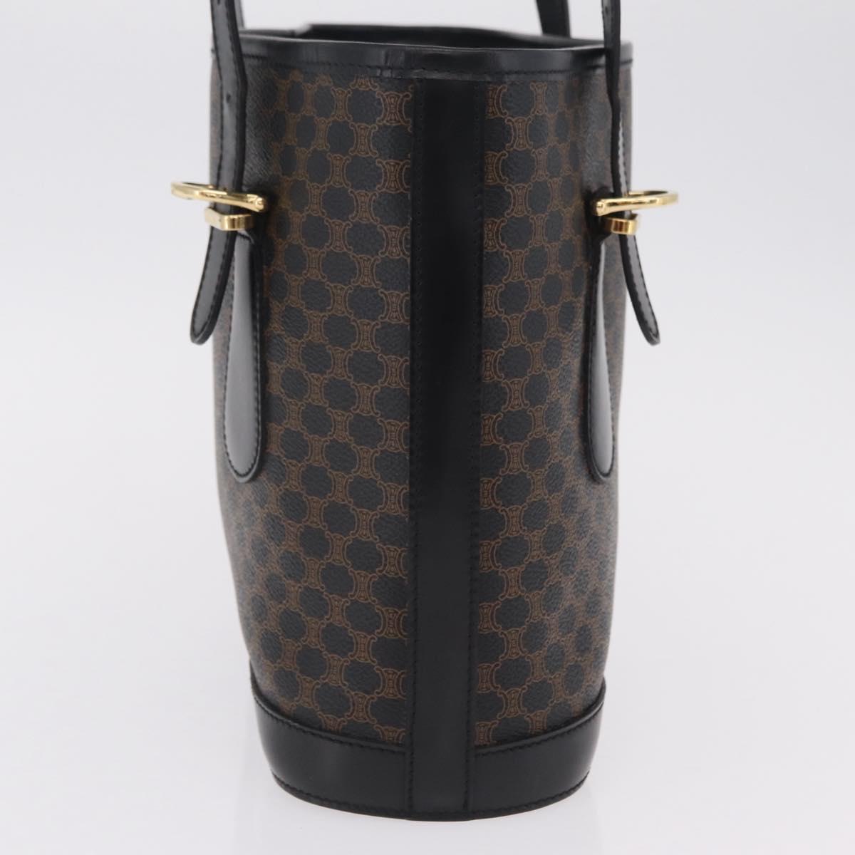 CELINE Macadam Canvas Tote Bag PVC Black Gold Tone Auth mr2983A