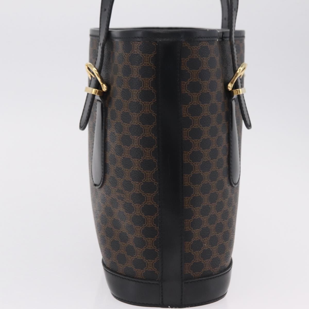 CELINE Macadam Canvas Tote Bag PVC Black Gold Tone Auth mr2983A