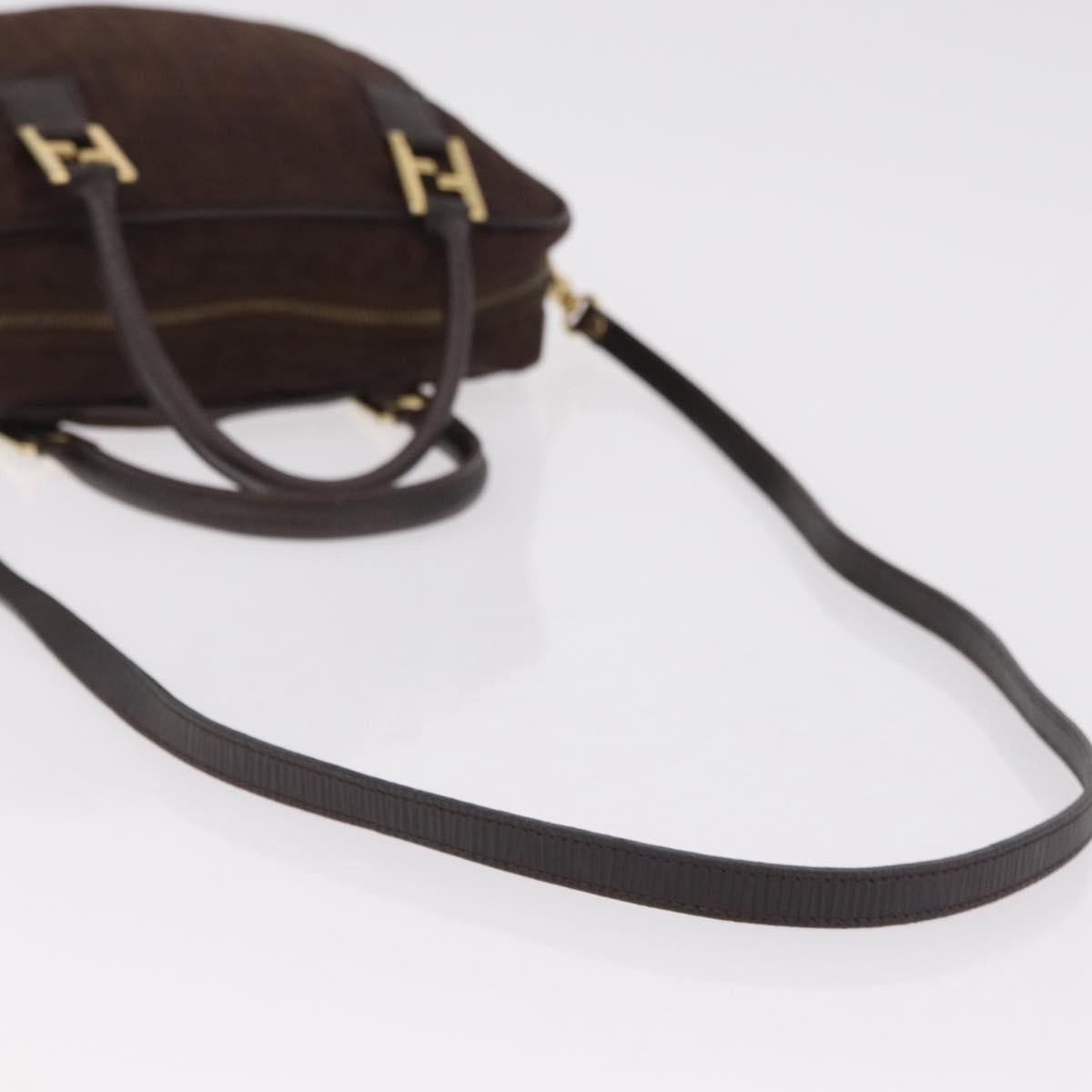FENDI Zucca Canvas Hand Bag 2way Brown Gold Tone Auth mr2984A