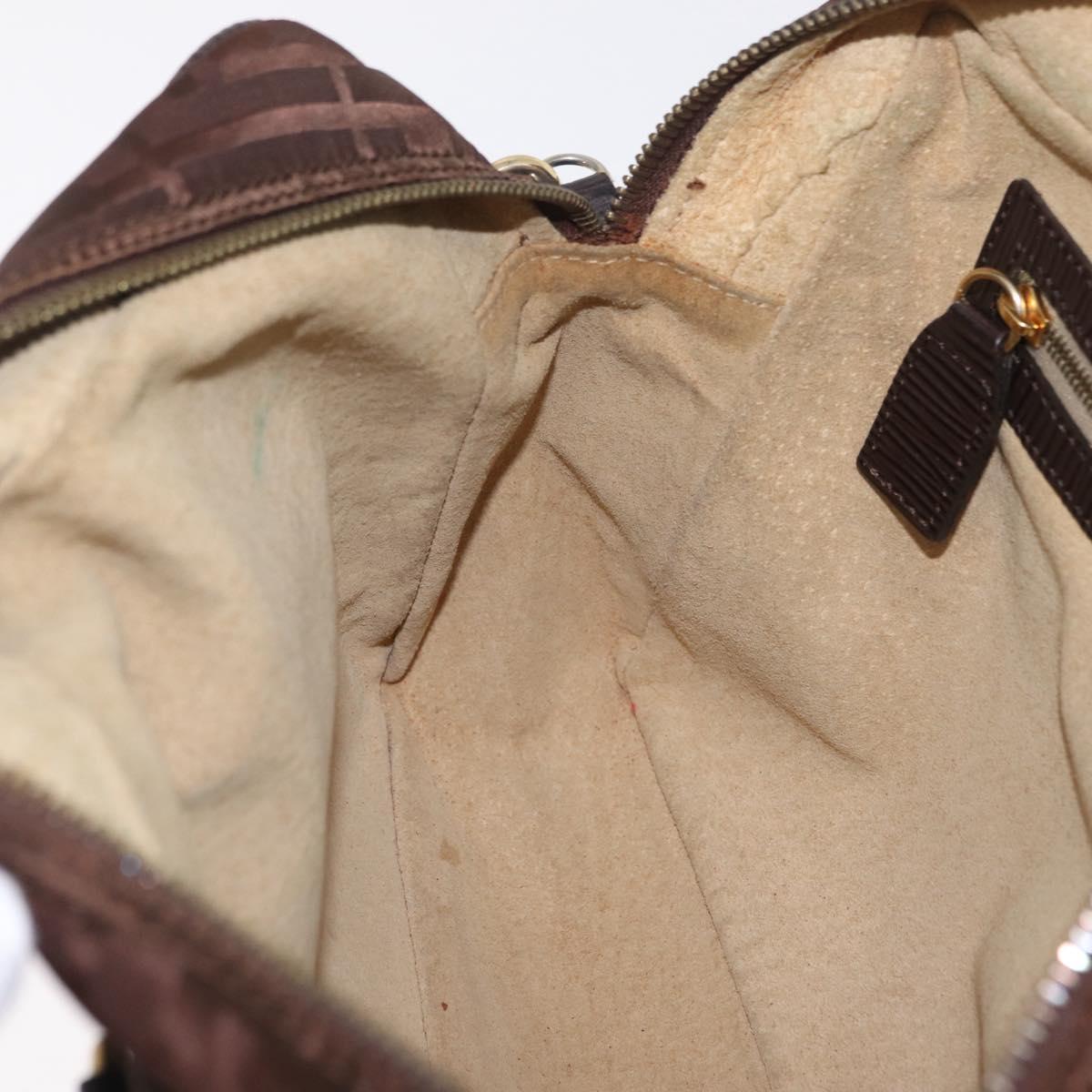 FENDI Zucca Canvas Hand Bag 2way Brown Gold Tone Auth mr2984A