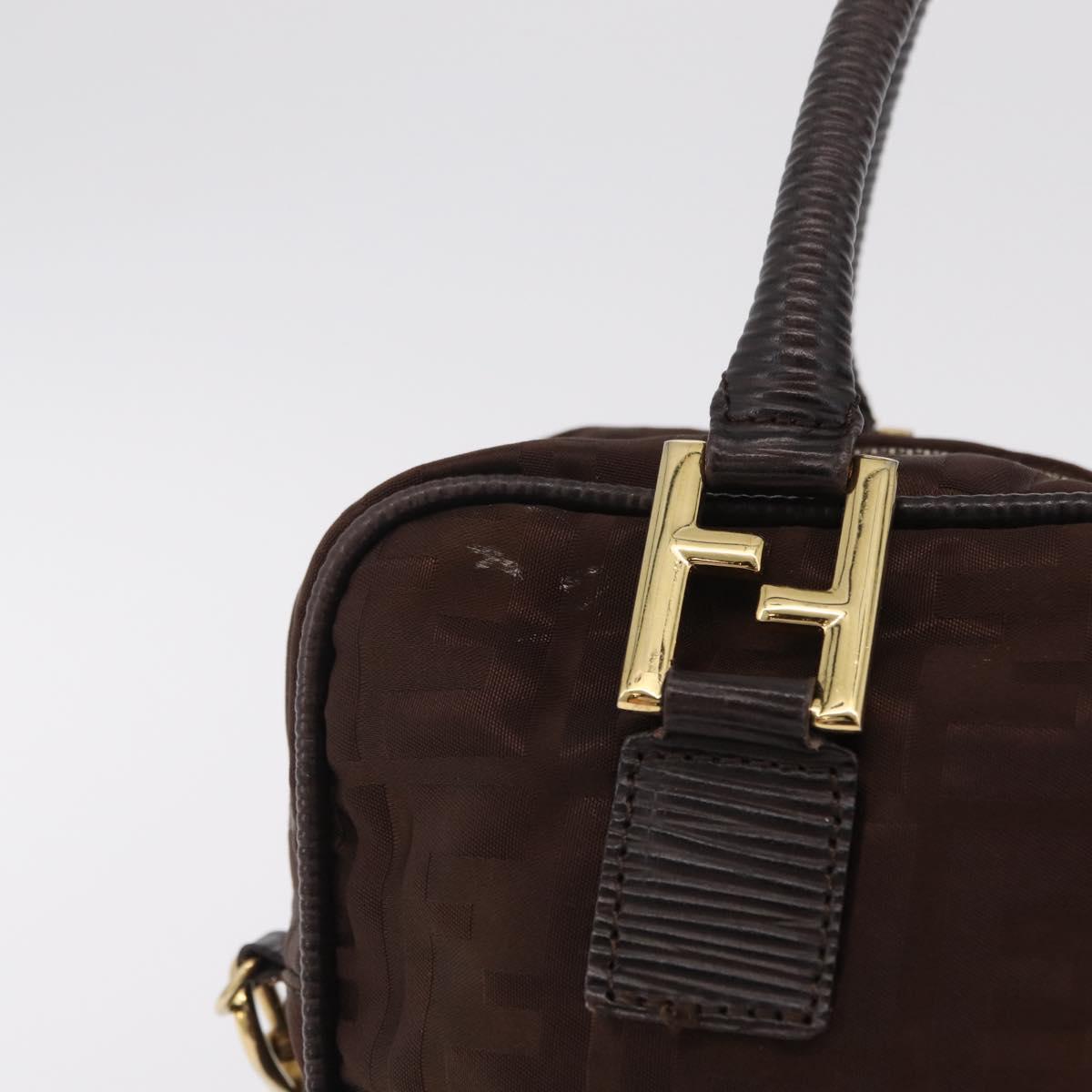 FENDI Zucca Canvas Hand Bag 2way Brown Gold Tone Auth mr2984A
