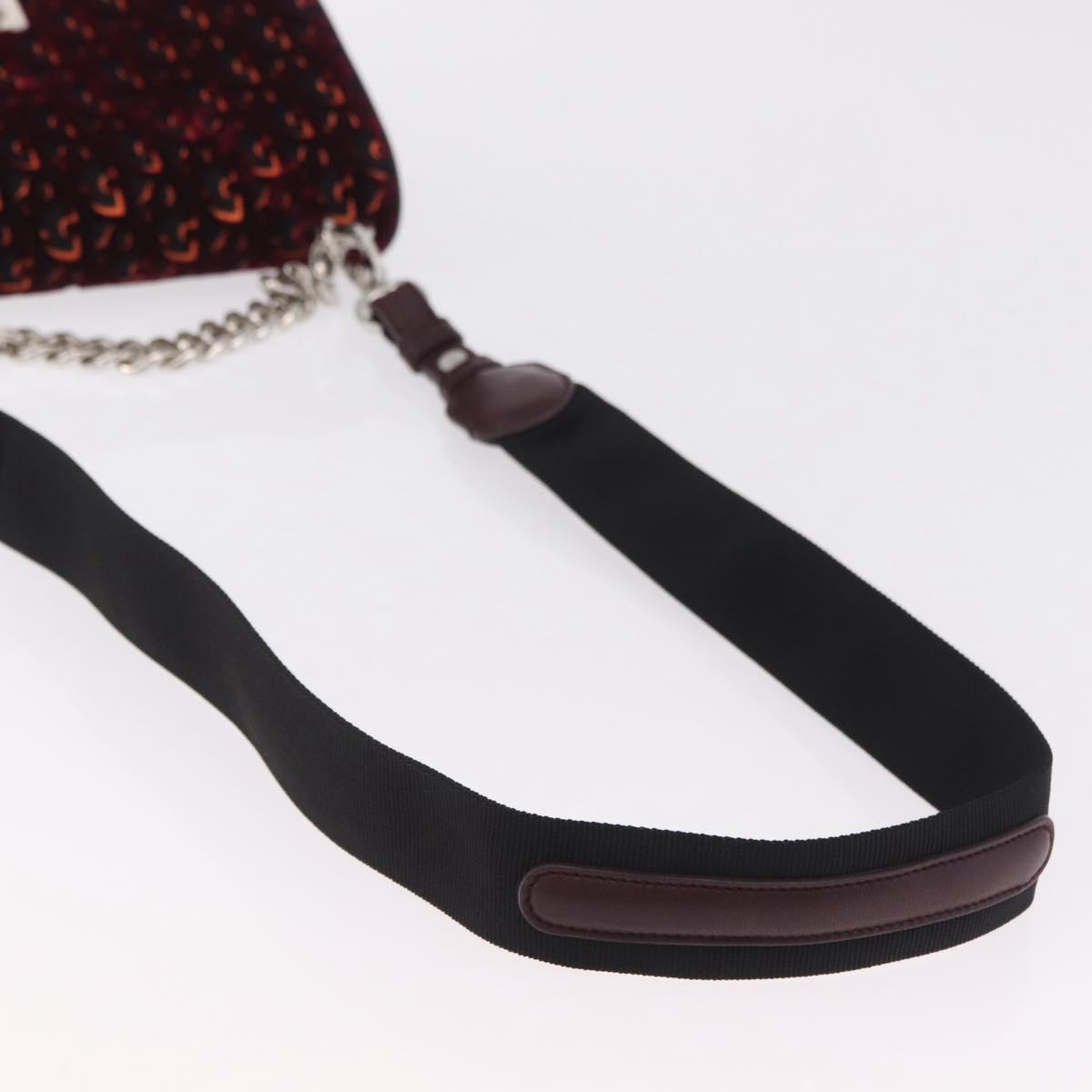Christian Dior Oblique Diorama Hand Bag Velor 2way Red Silver Auth mr2986V