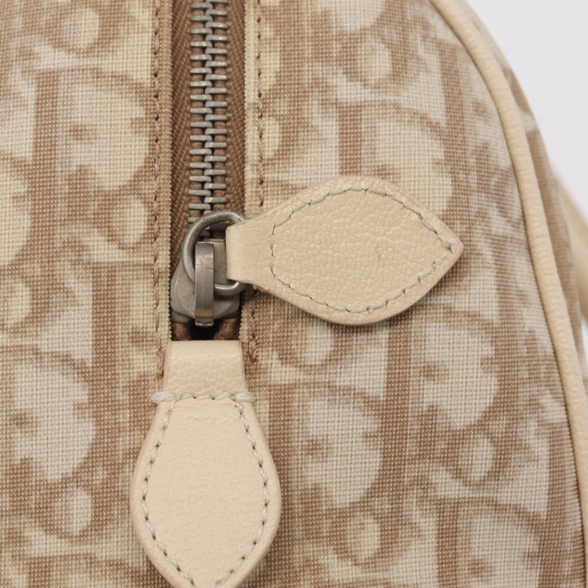 Christian Dior Trotter Floral Hand Bag PVC Beige Silver Auth mr2988V