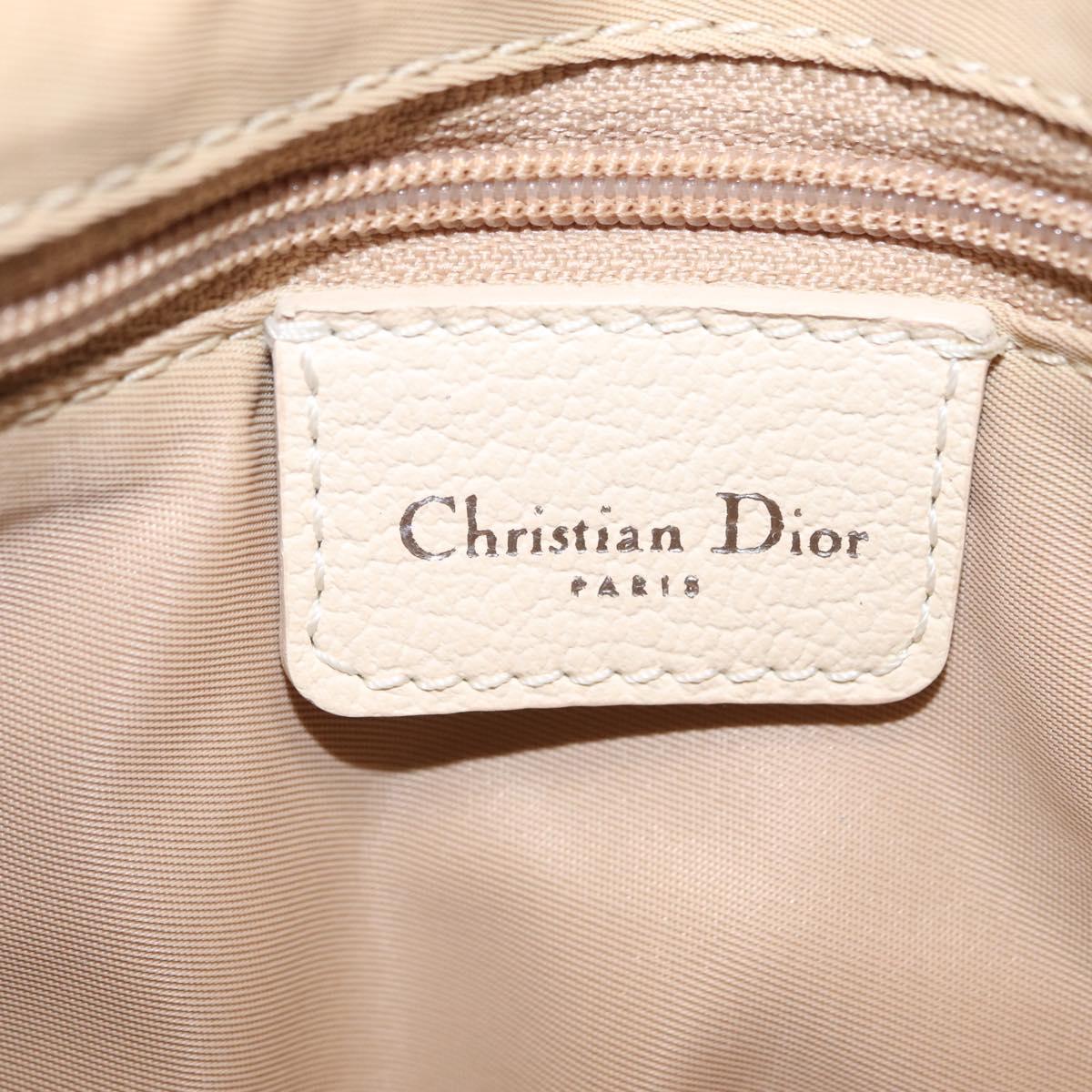 Christian Dior Trotter Floral Hand Bag PVC Beige Silver Auth mr2988V
