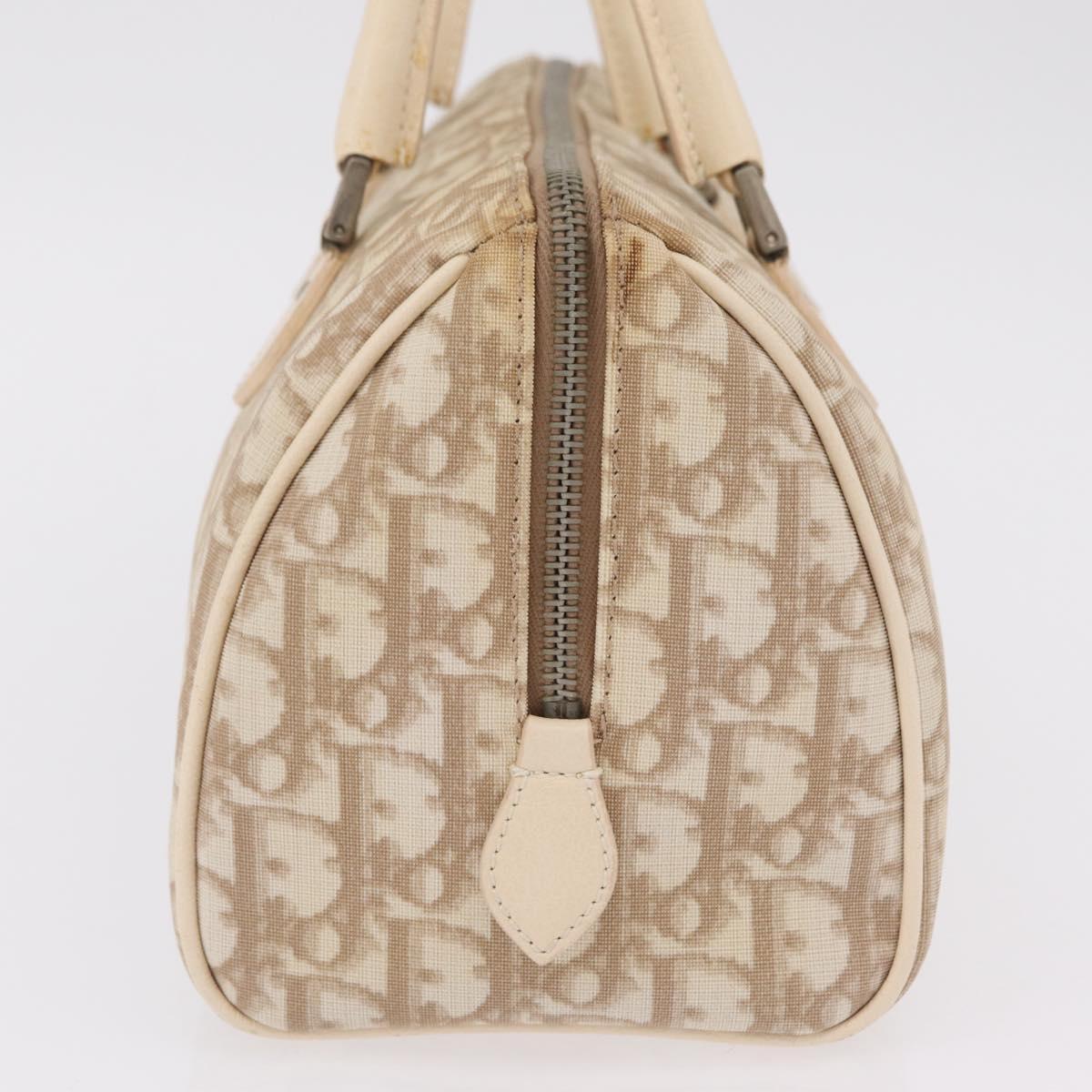 Christian Dior Trotter Floral Hand Bag PVC Beige Silver Auth mr2988V