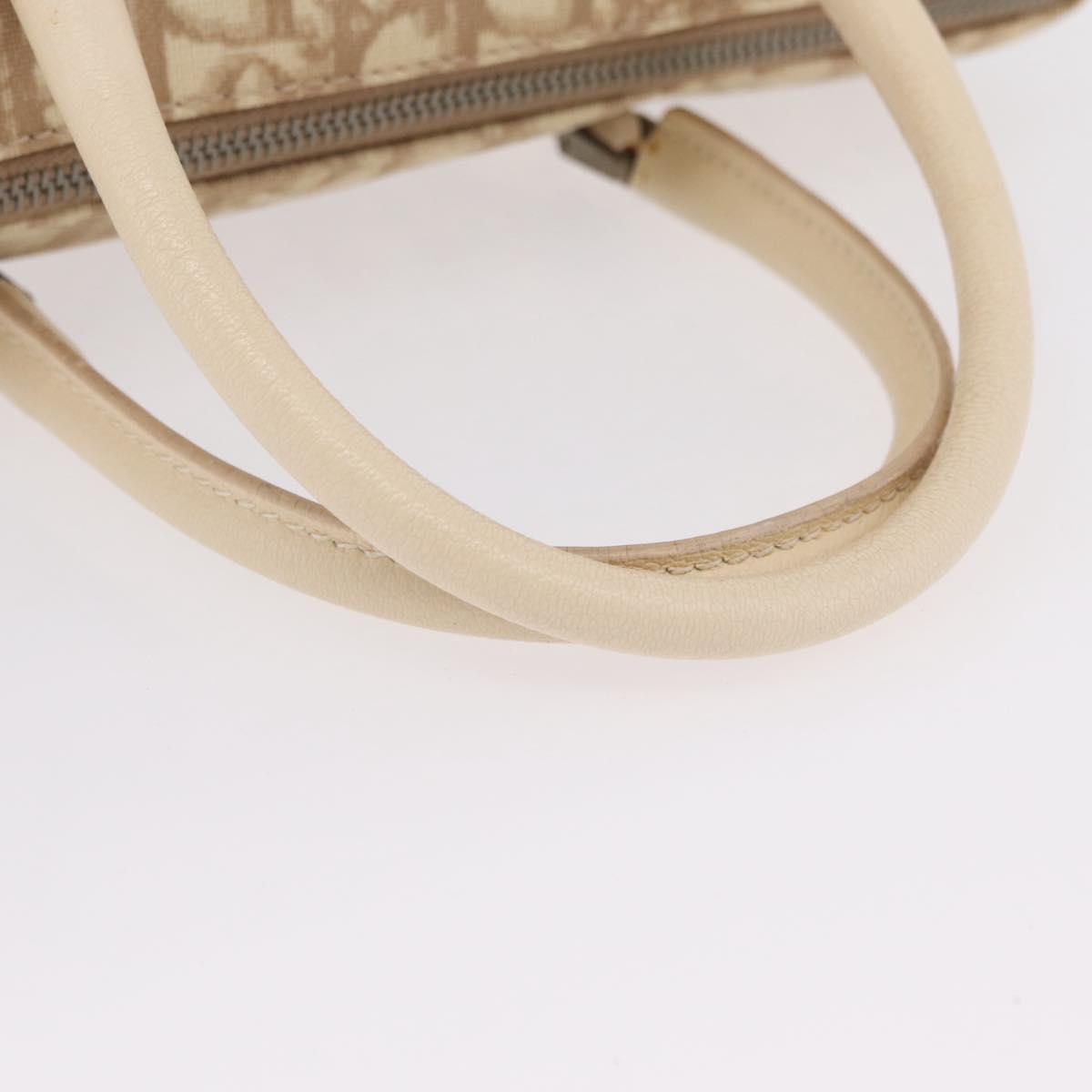 Christian Dior Trotter Floral Hand Bag PVC Beige Silver Auth mr2988V