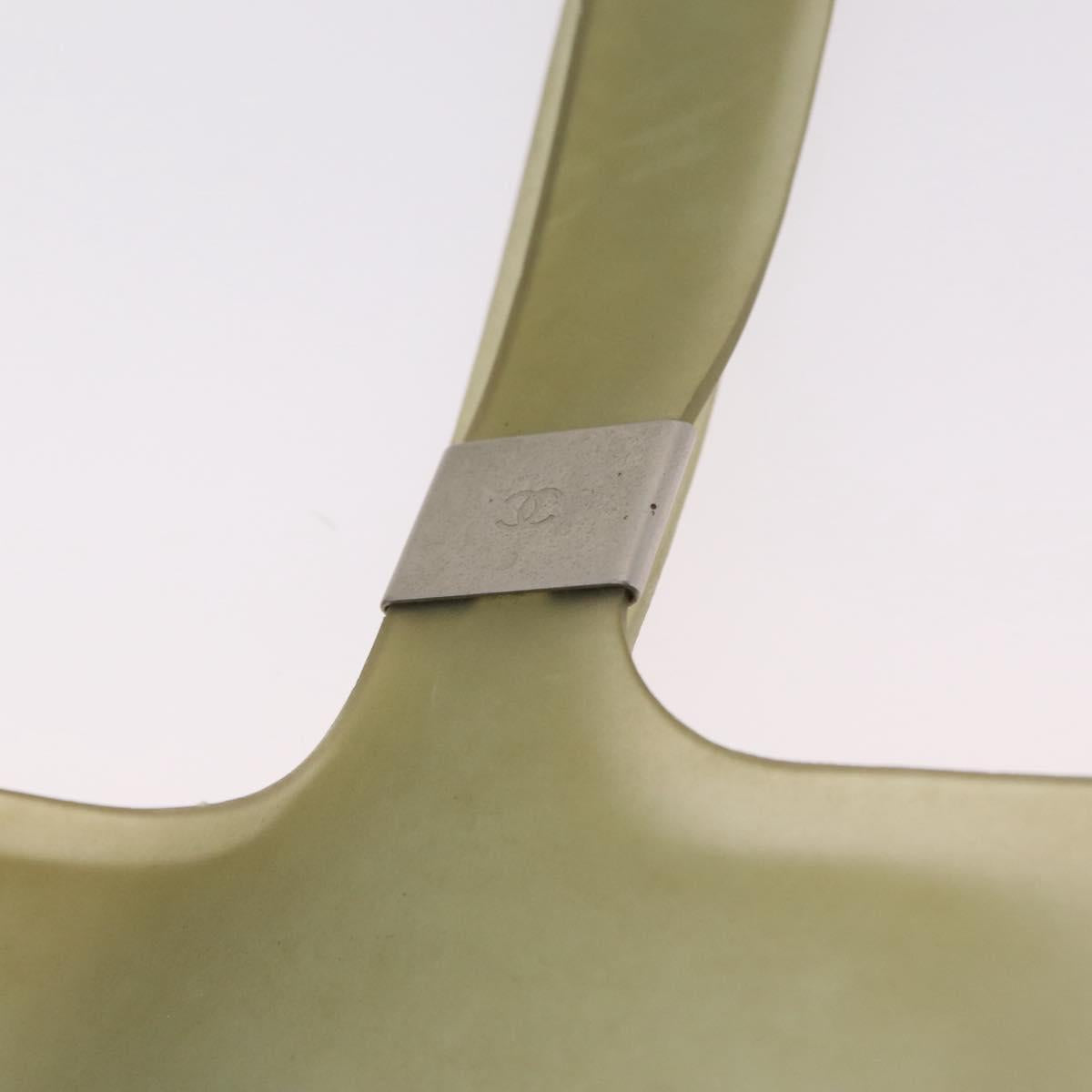 CHANEL Tote Bag Rubber Khaki Silver CC Auth mr2989