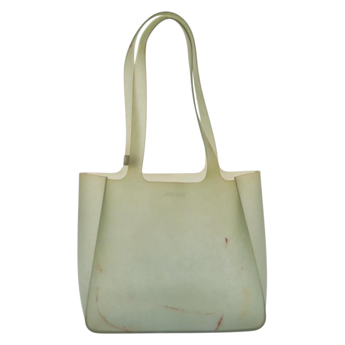 CHANEL Tote Bag Rubber Khaki Silver CC Auth mr2989