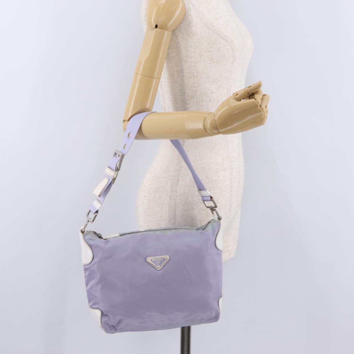 PRADA Shoulder Bag Nylon Purple Silver Auth mr2990