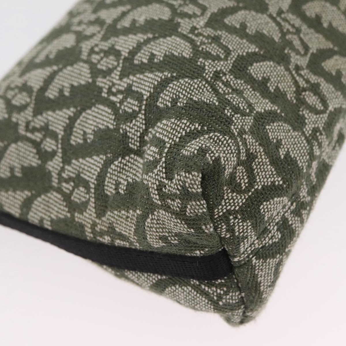 Christian Dior Trotter Canvas Accessory Pouch Khaki Silver Auth mr2991V