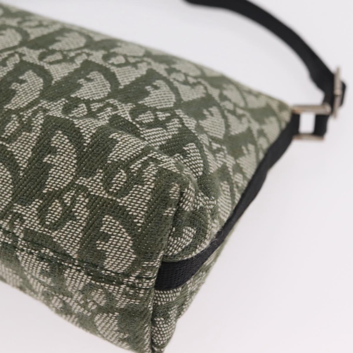 Christian Dior Trotter Canvas Accessory Pouch Khaki Silver Auth mr2991V
