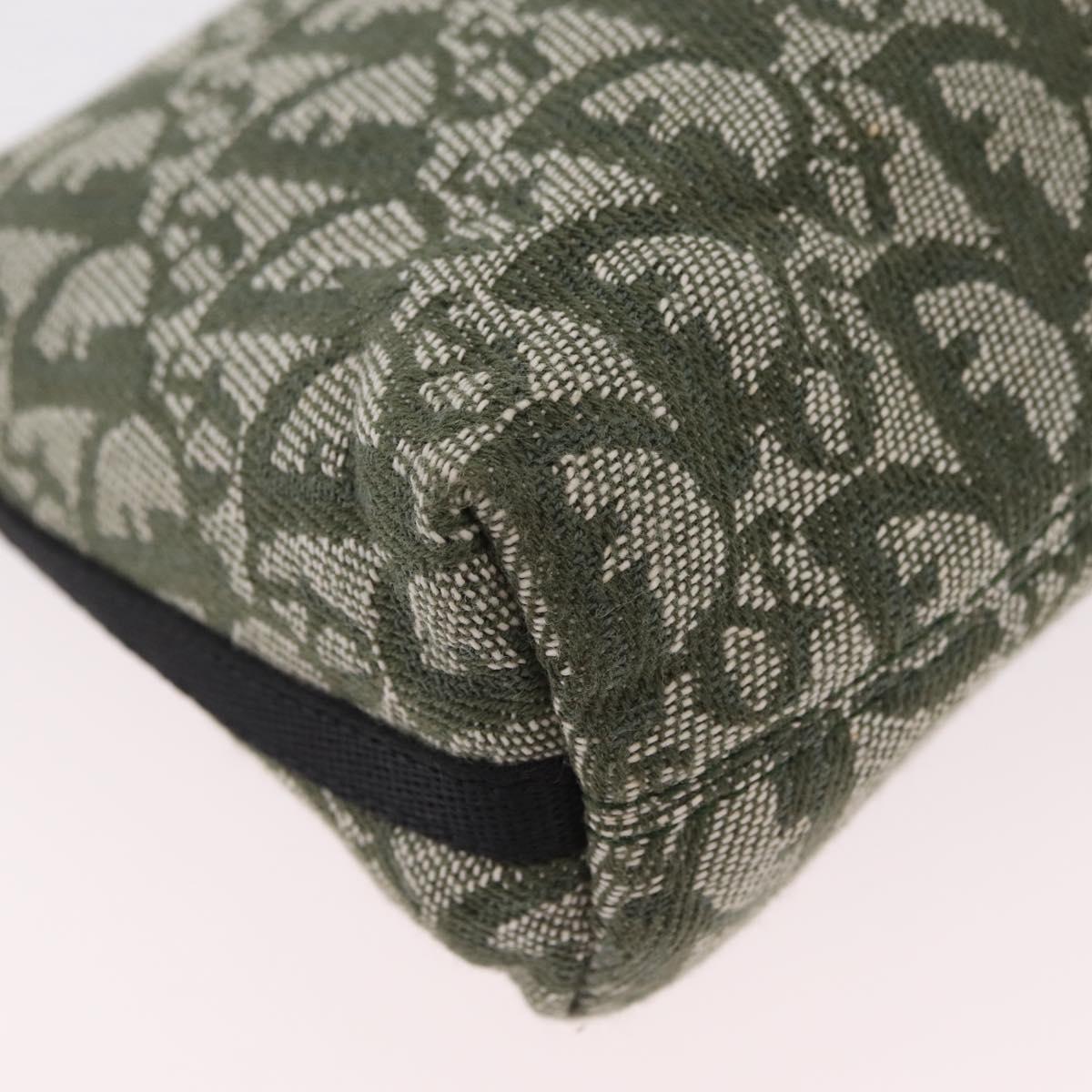 Christian Dior Trotter Canvas Accessory Pouch Khaki Silver Auth mr2991V