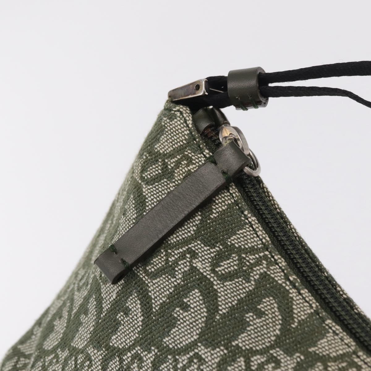 Christian Dior Trotter Canvas Accessory Pouch Khaki Silver Auth mr2991V