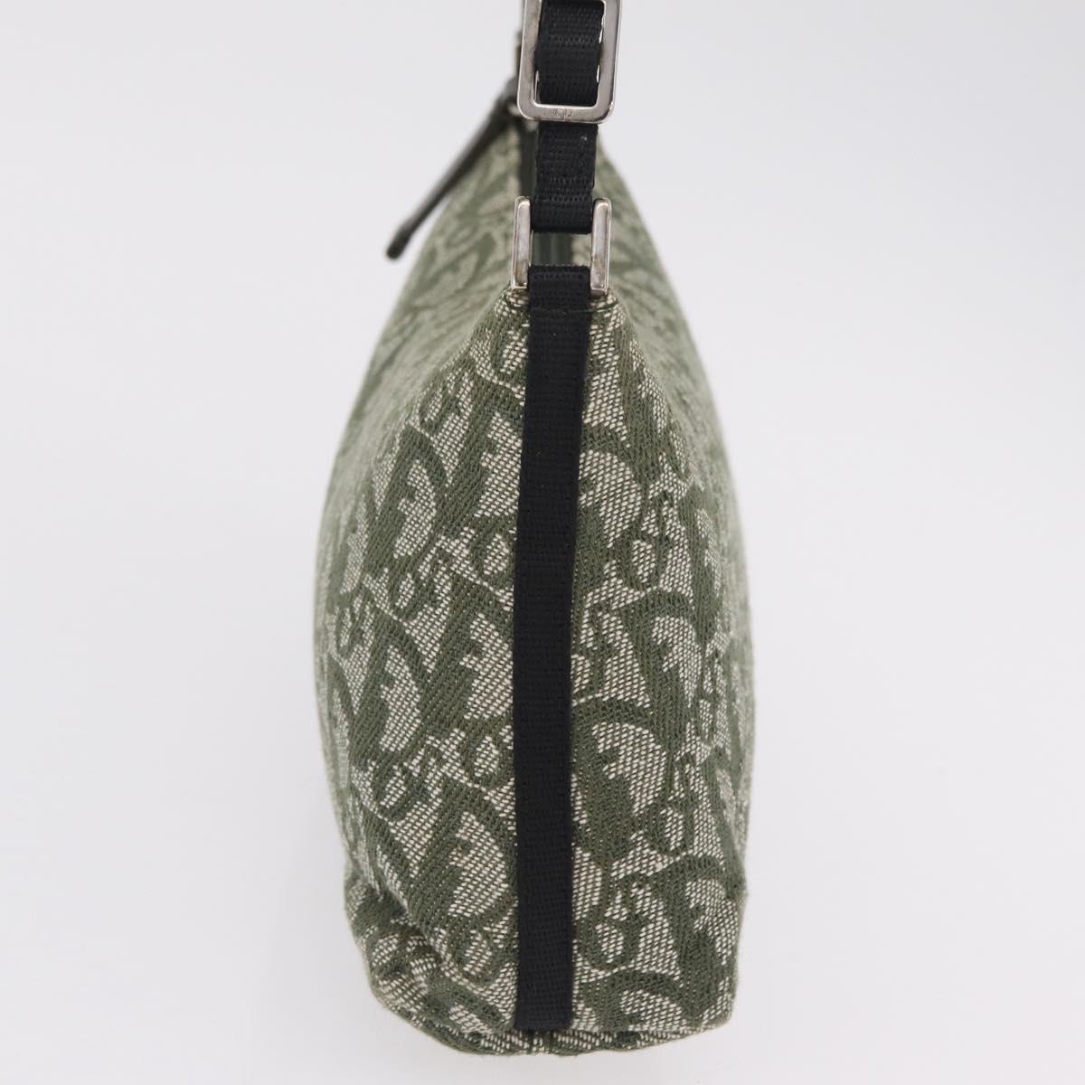 Christian Dior Trotter Canvas Accessory Pouch Khaki Silver Auth mr2991V