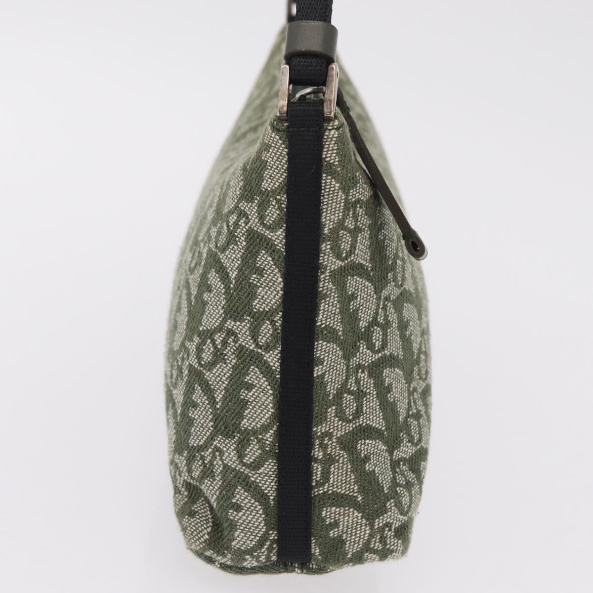 Christian Dior Trotter Canvas Accessory Pouch Khaki Silver Auth mr2991V