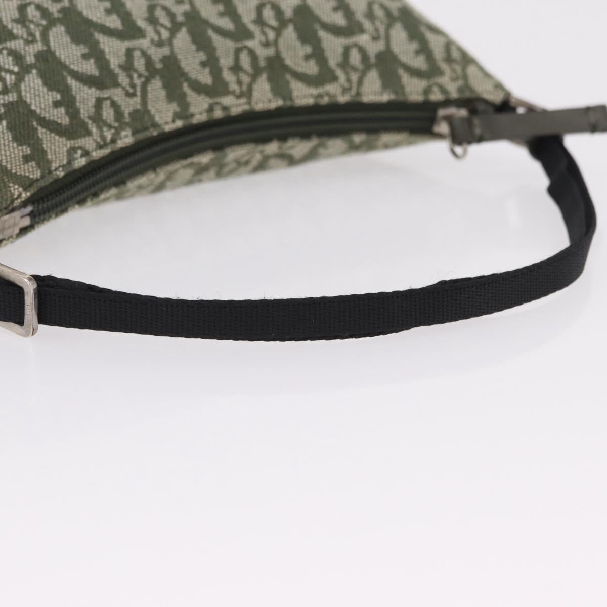 Christian Dior Trotter Canvas Accessory Pouch Khaki Silver Auth mr2991V