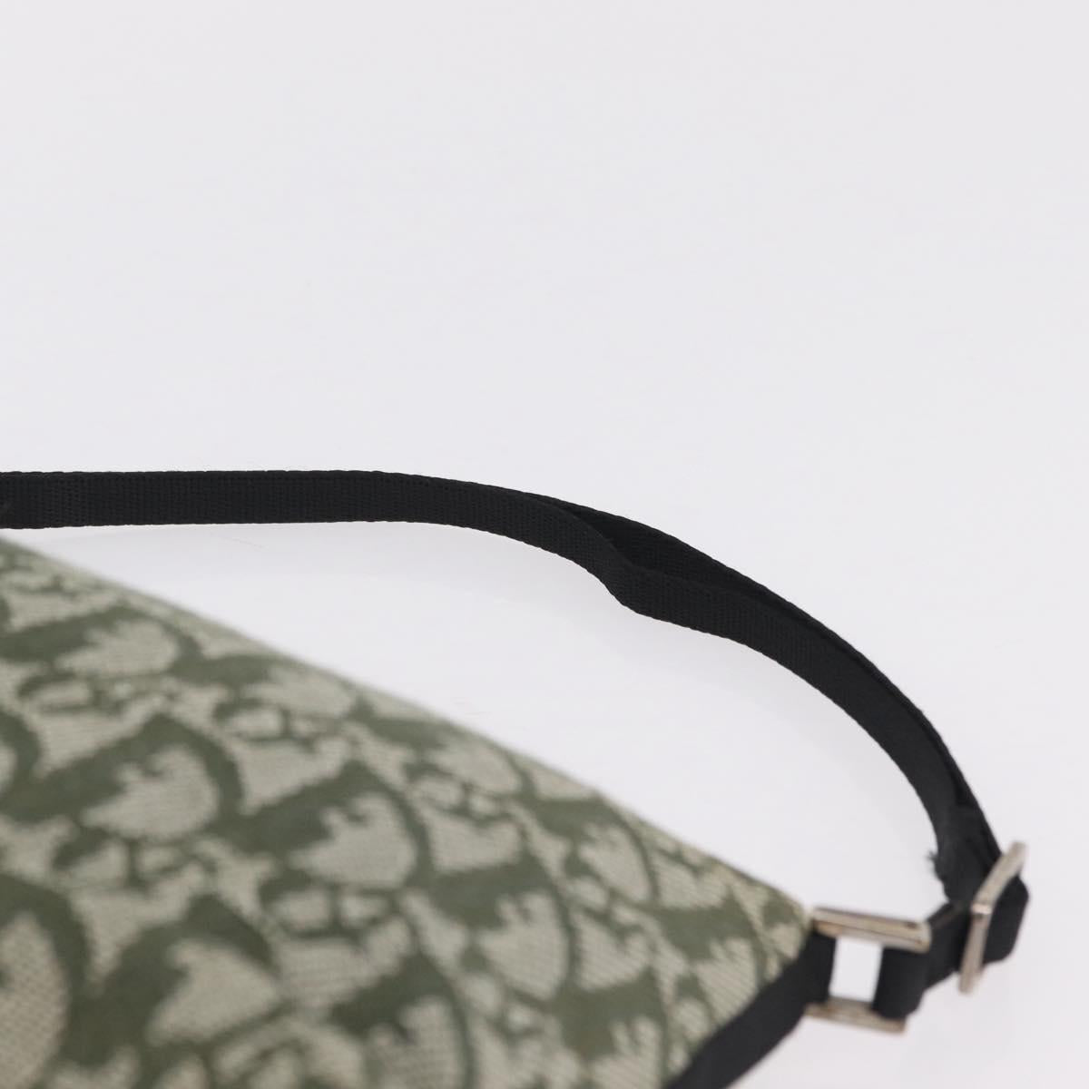Christian Dior Trotter Canvas Accessory Pouch Khaki Silver Auth mr2991V