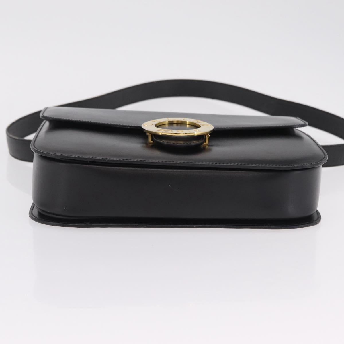 CELINE Hand Bag Leather 2way Black Gold Tone Auth mr2993