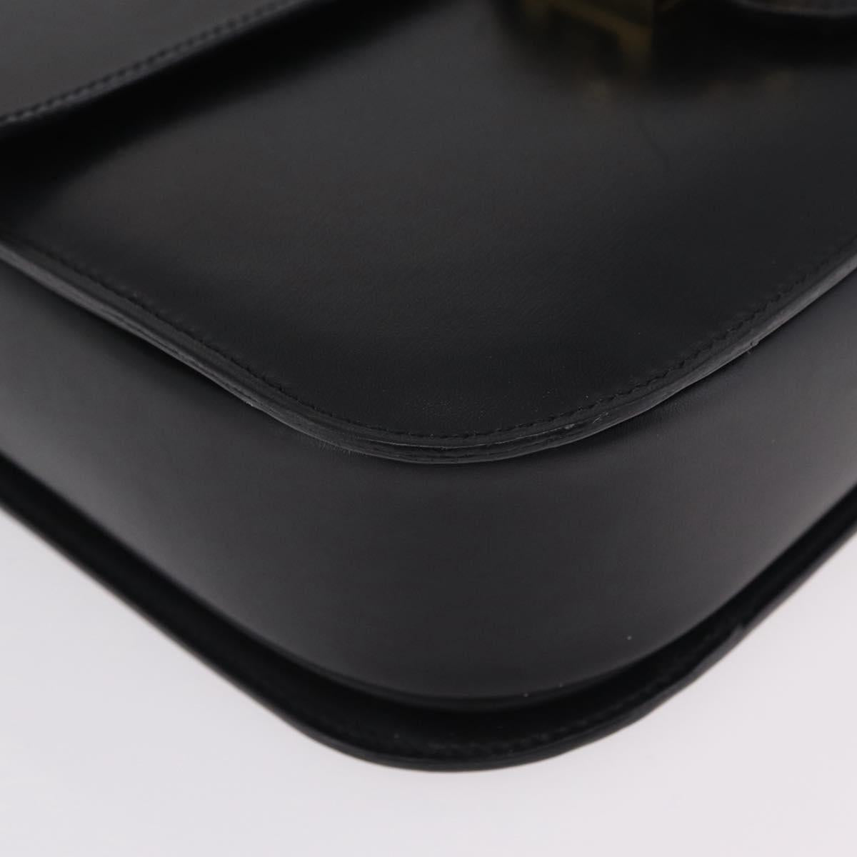 CELINE Hand Bag Leather 2way Black Gold Tone Auth mr2993