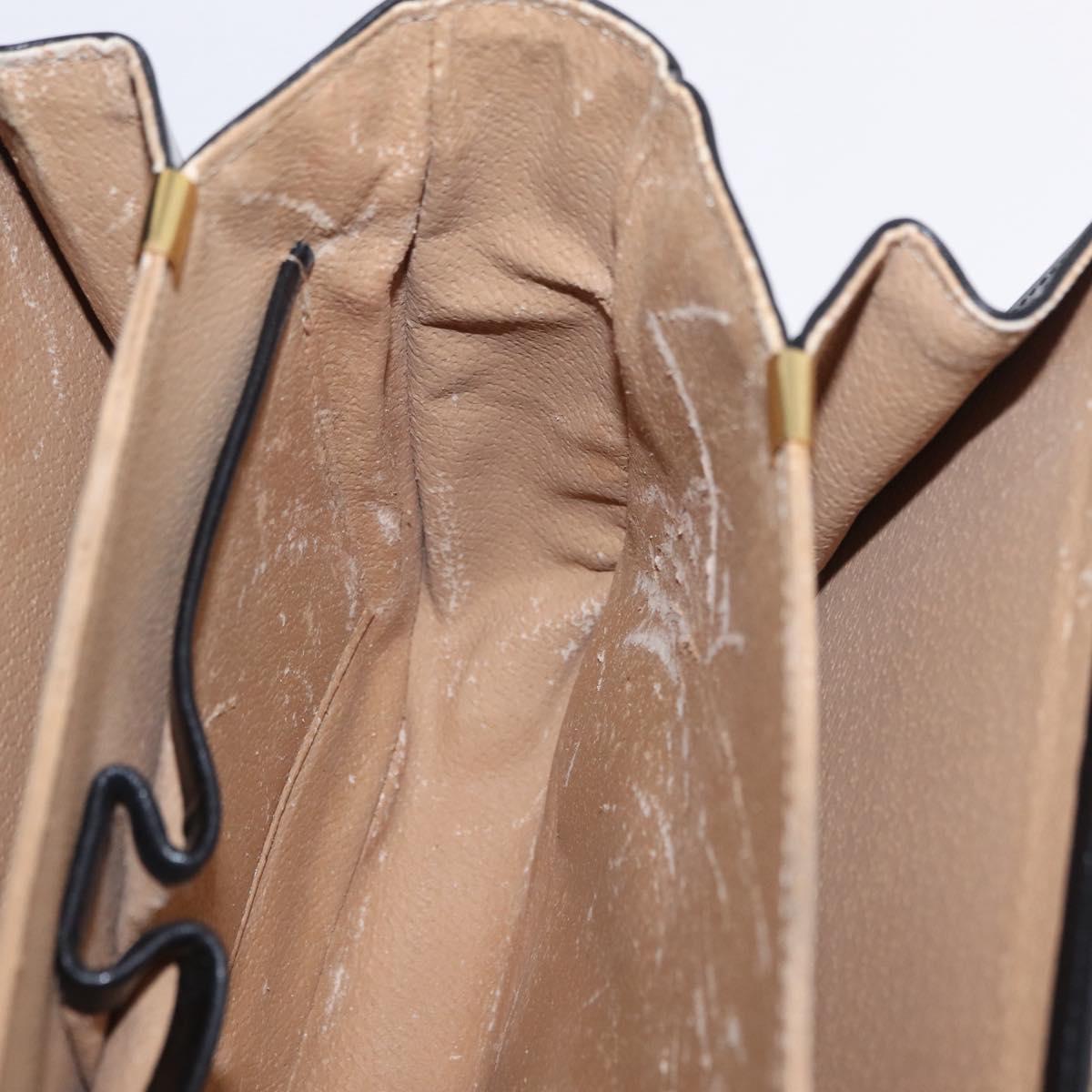 CELINE Hand Bag Leather 2way Black Gold Tone Auth mr2993