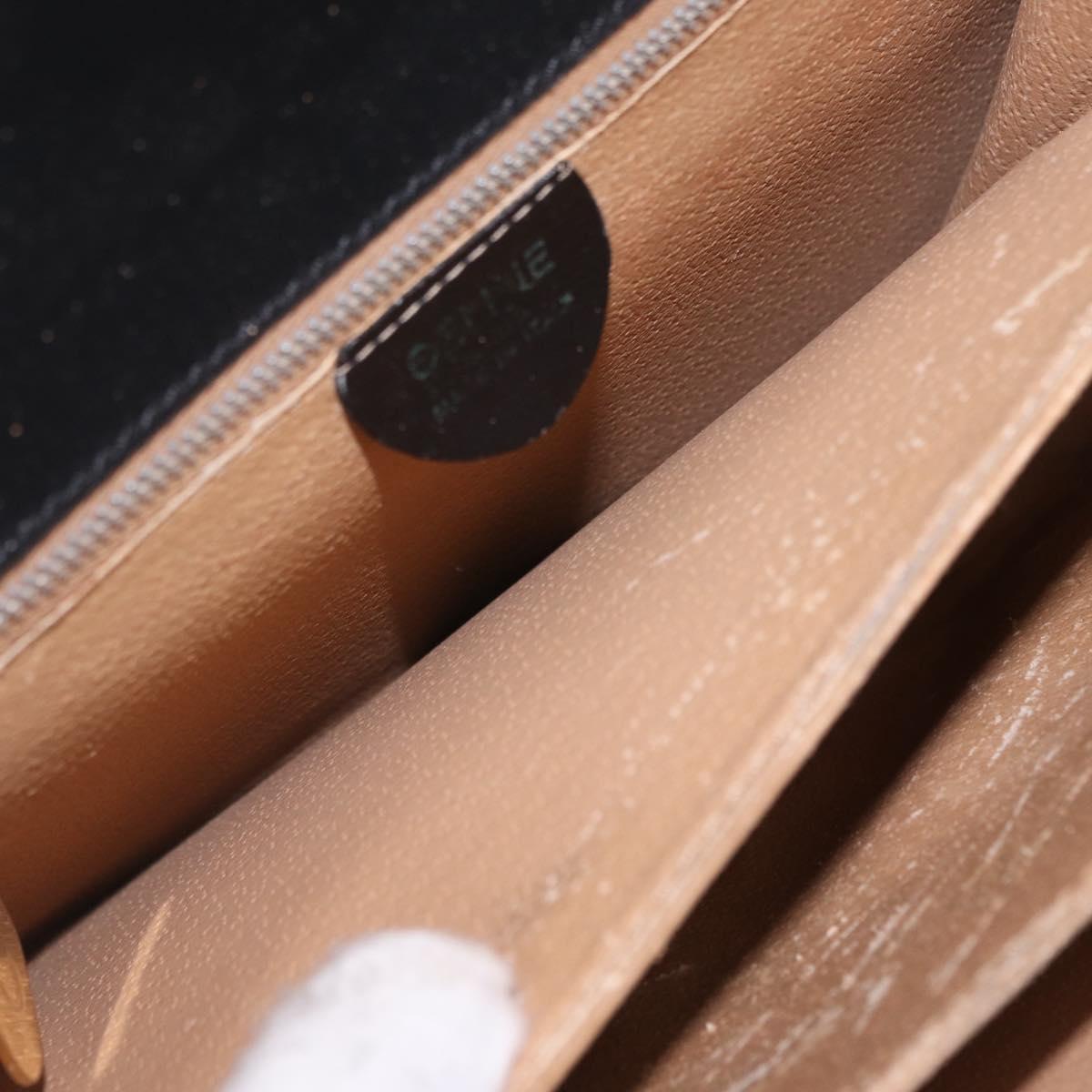 CELINE Hand Bag Leather 2way Black Gold Tone Auth mr2993