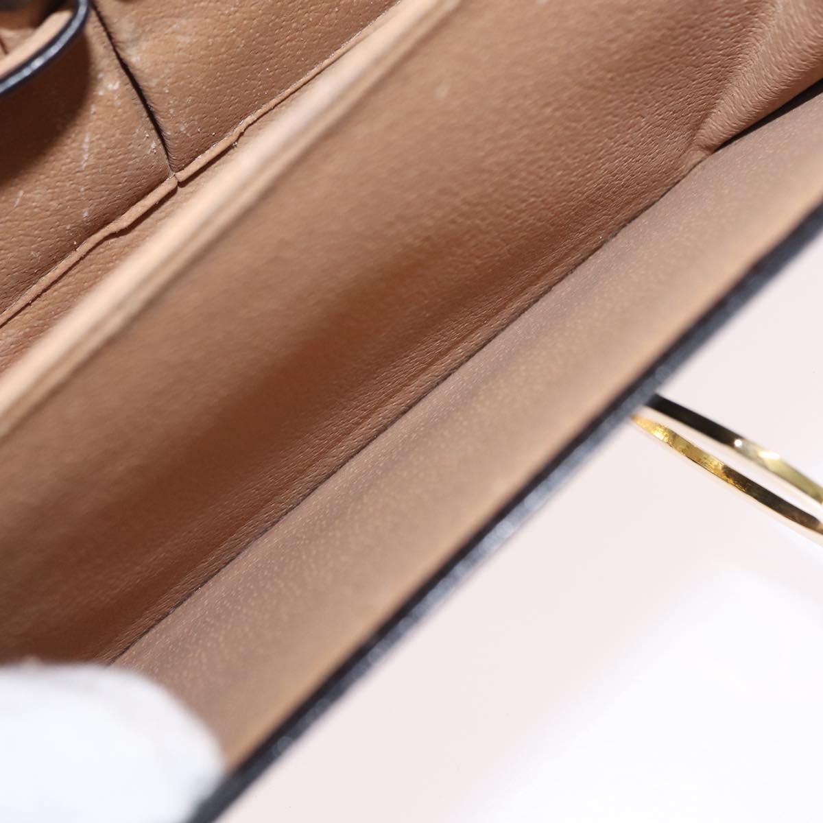 CELINE Hand Bag Leather 2way Black Gold Tone Auth mr2993