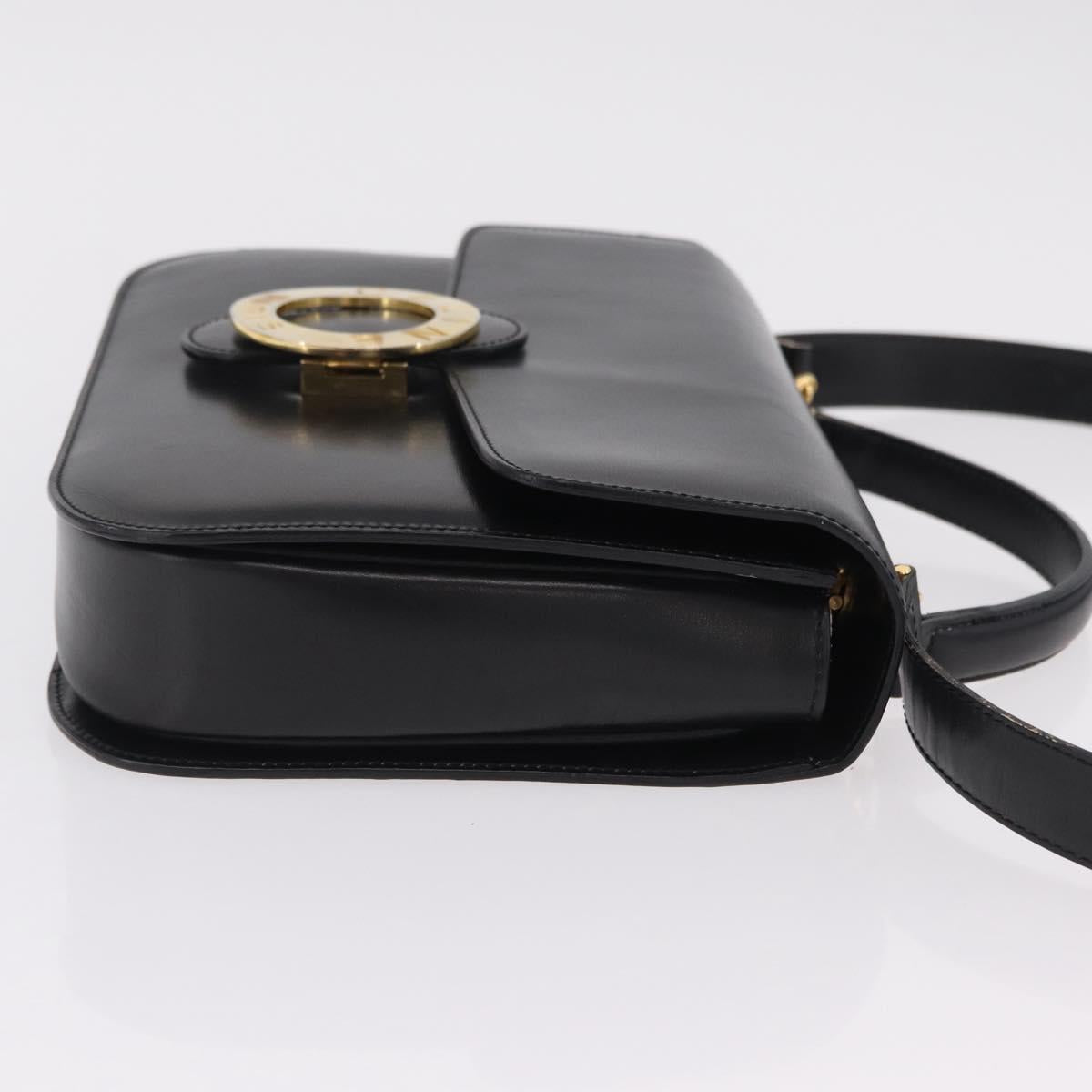 CELINE Hand Bag Leather 2way Black Gold Tone Auth mr2993