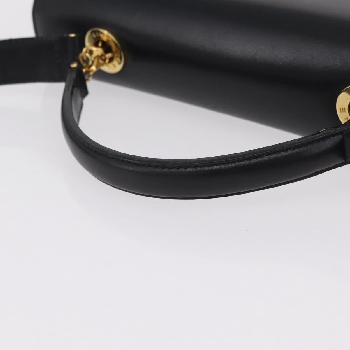 CELINE Hand Bag Leather 2way Black Gold Tone Auth mr2993