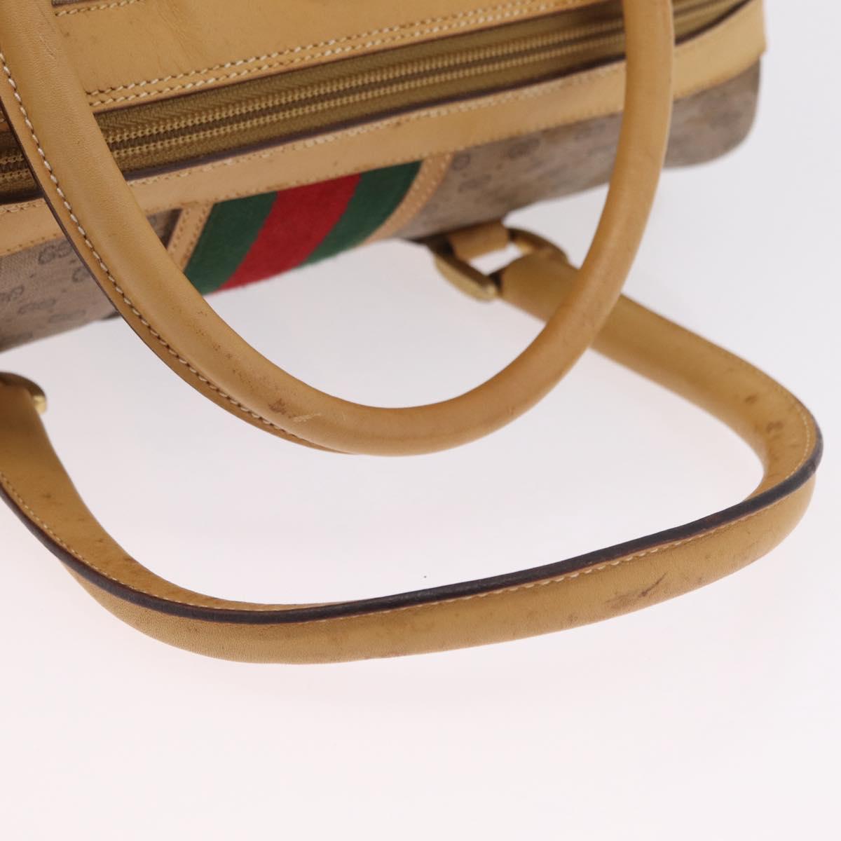 GUCCI Micro GG Web Sherry Line Hand Bag PVC 2way Beige 002 58 4422 Auth mr2994