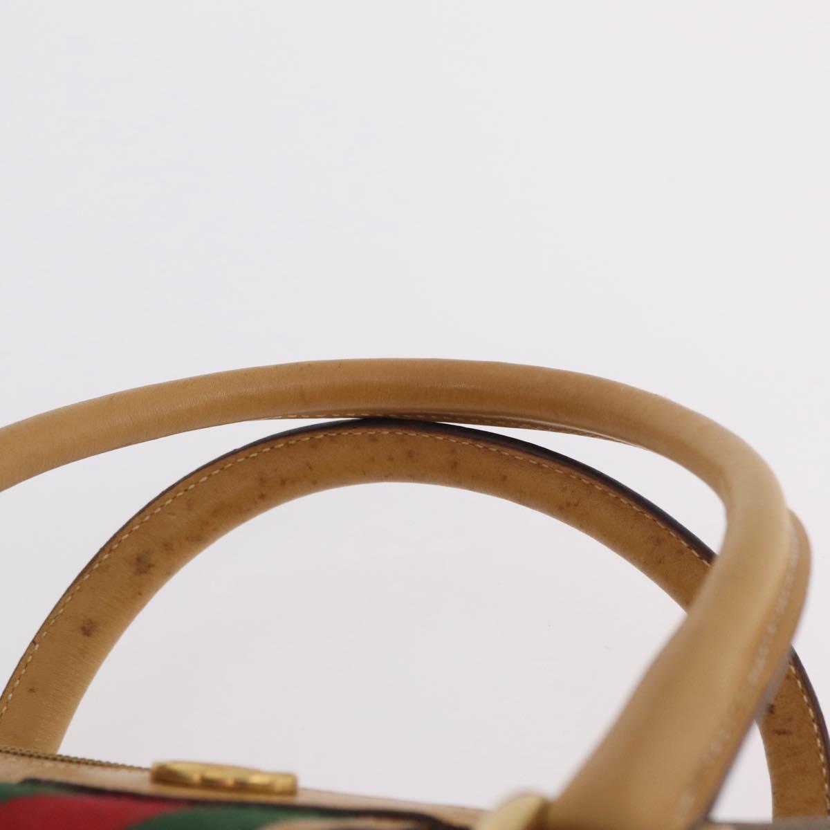 GUCCI Micro GG Web Sherry Line Hand Bag PVC 2way Beige 002 58 4422 Auth mr2994