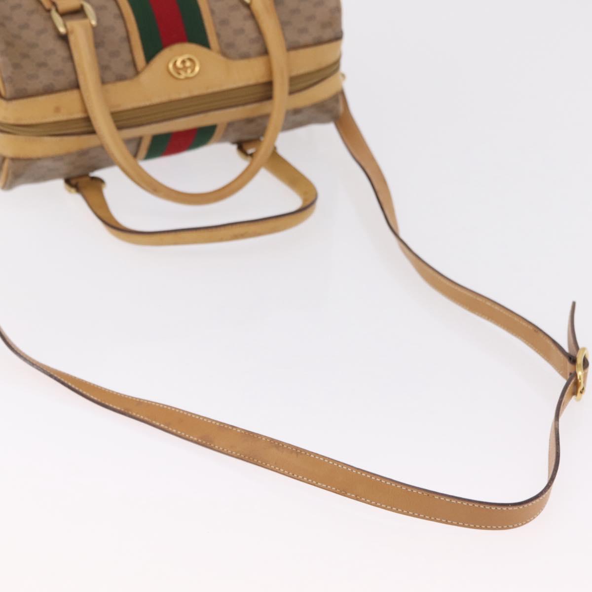 GUCCI Micro GG Web Sherry Line Hand Bag PVC 2way Beige 002 58 4422 Auth mr2994