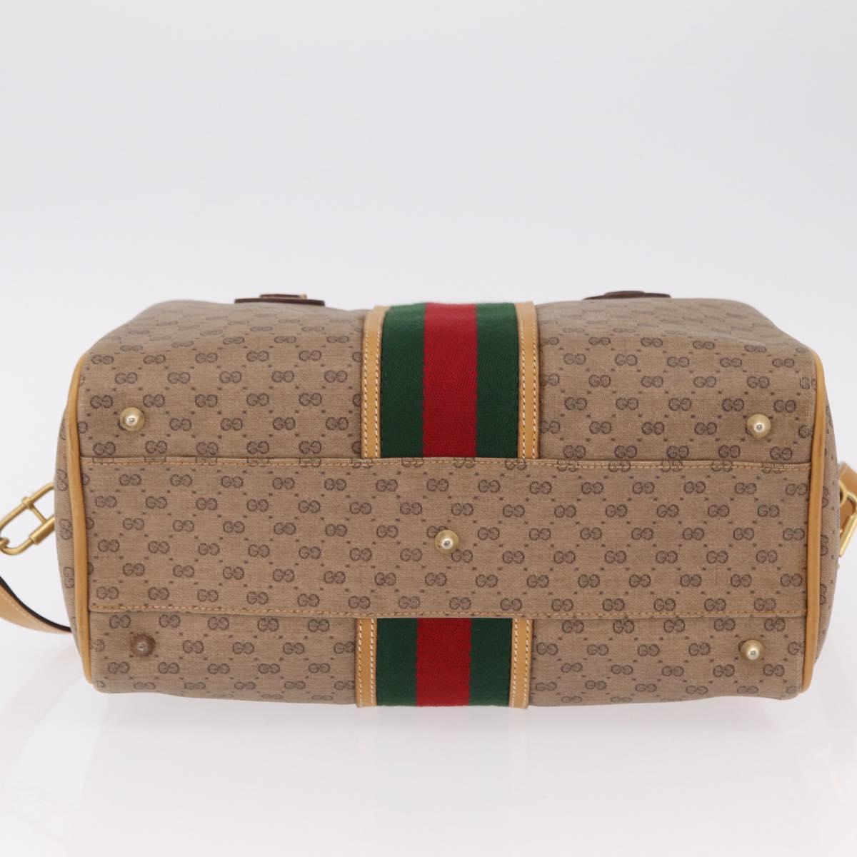 GUCCI Micro GG Web Sherry Line Hand Bag PVC 2way Beige 002 58 4422 Auth mr2994