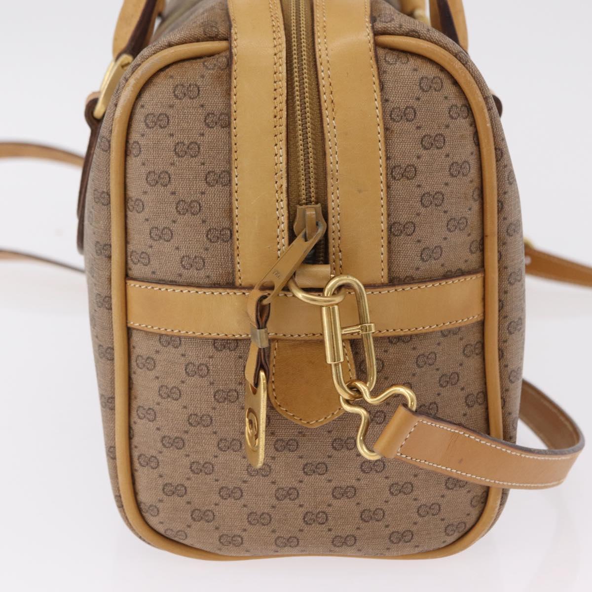 GUCCI Micro GG Web Sherry Line Hand Bag PVC 2way Beige 002 58 4422 Auth mr2994