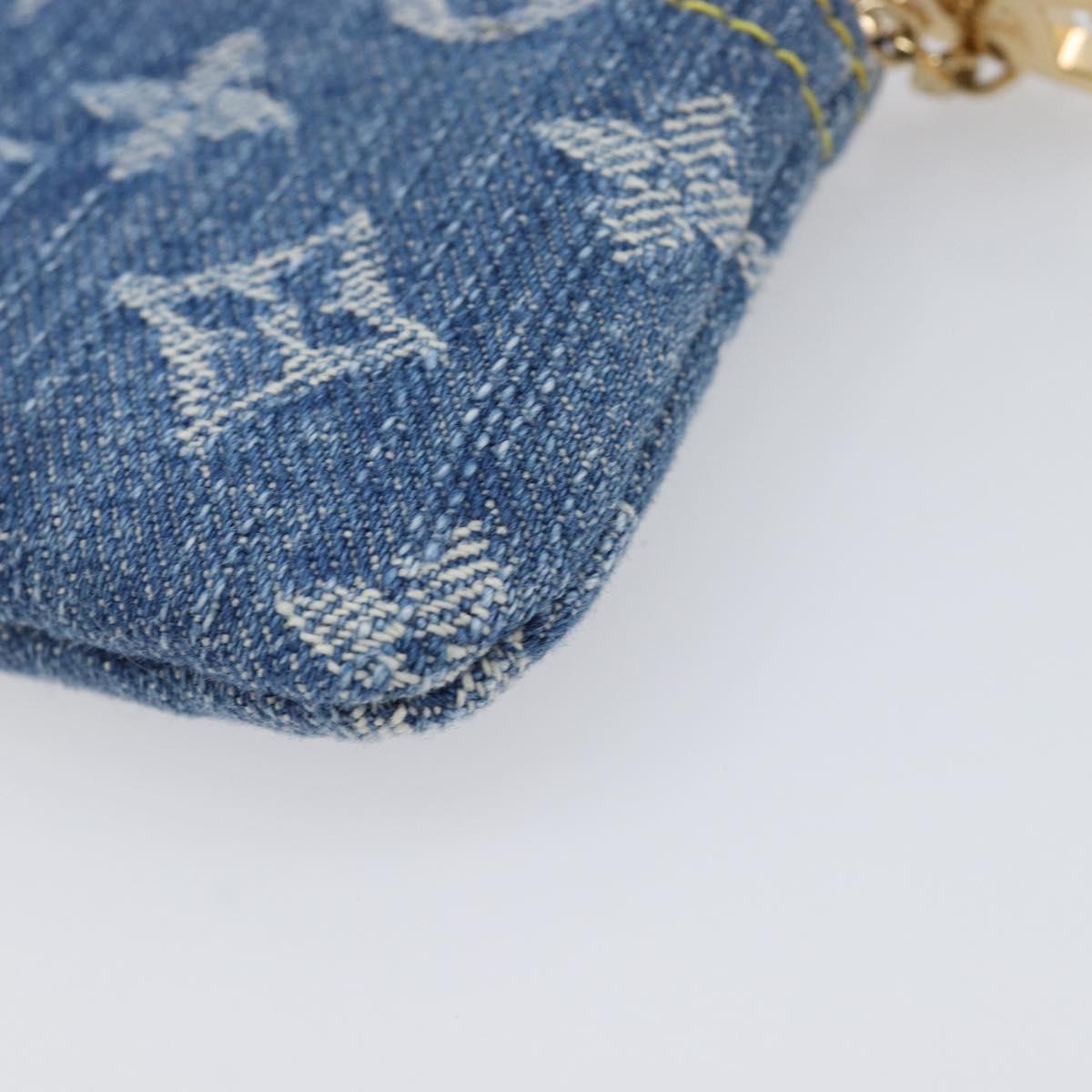 LOUIS VUITTON Monogram Denim Pochette Cles Coin Purse Blue M82961 Auth mr2995V
