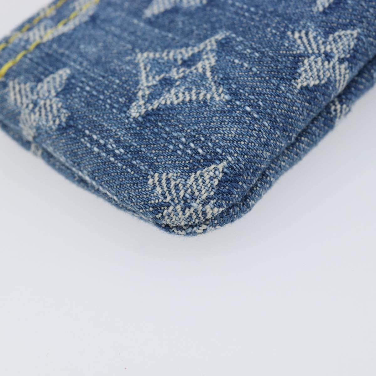 LOUIS VUITTON Monogram Denim Pochette Cles Coin Purse Blue M82961 Auth mr2995V