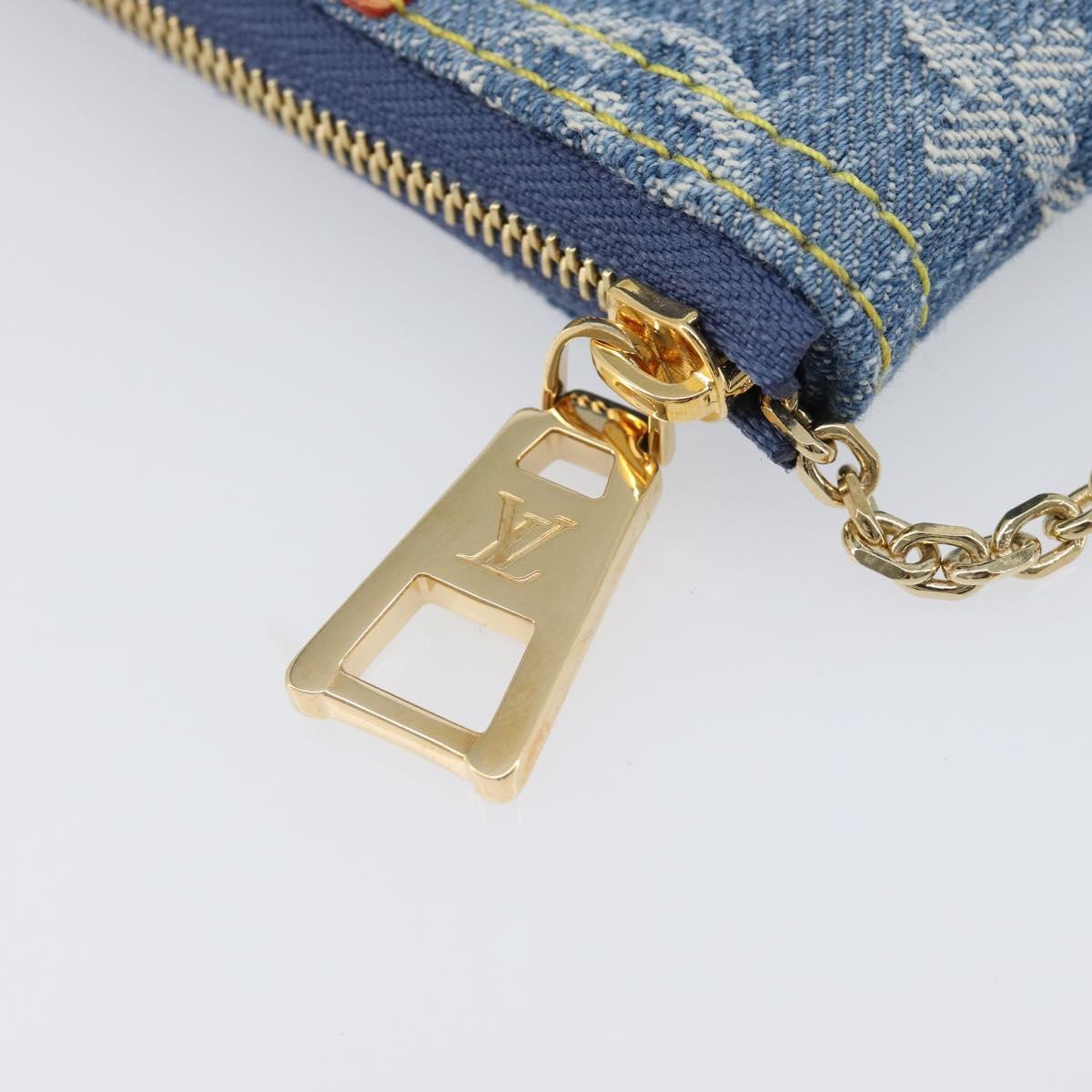 LOUIS VUITTON Monogram Denim Pochette Cles Coin Purse Blue M82961 Auth mr2995V
