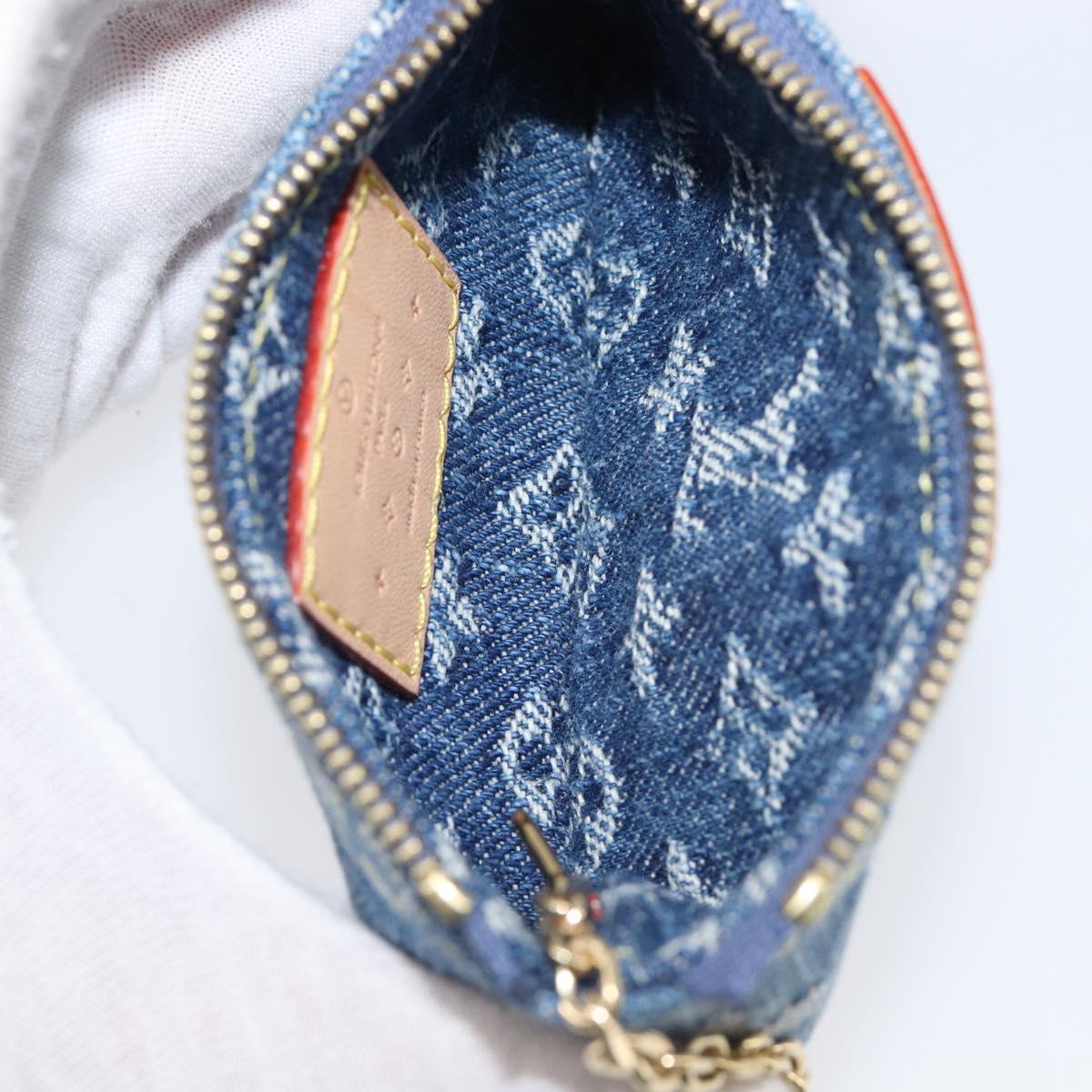 LOUIS VUITTON Monogram Denim Pochette Cles Coin Purse Blue M82961 Auth mr2995V