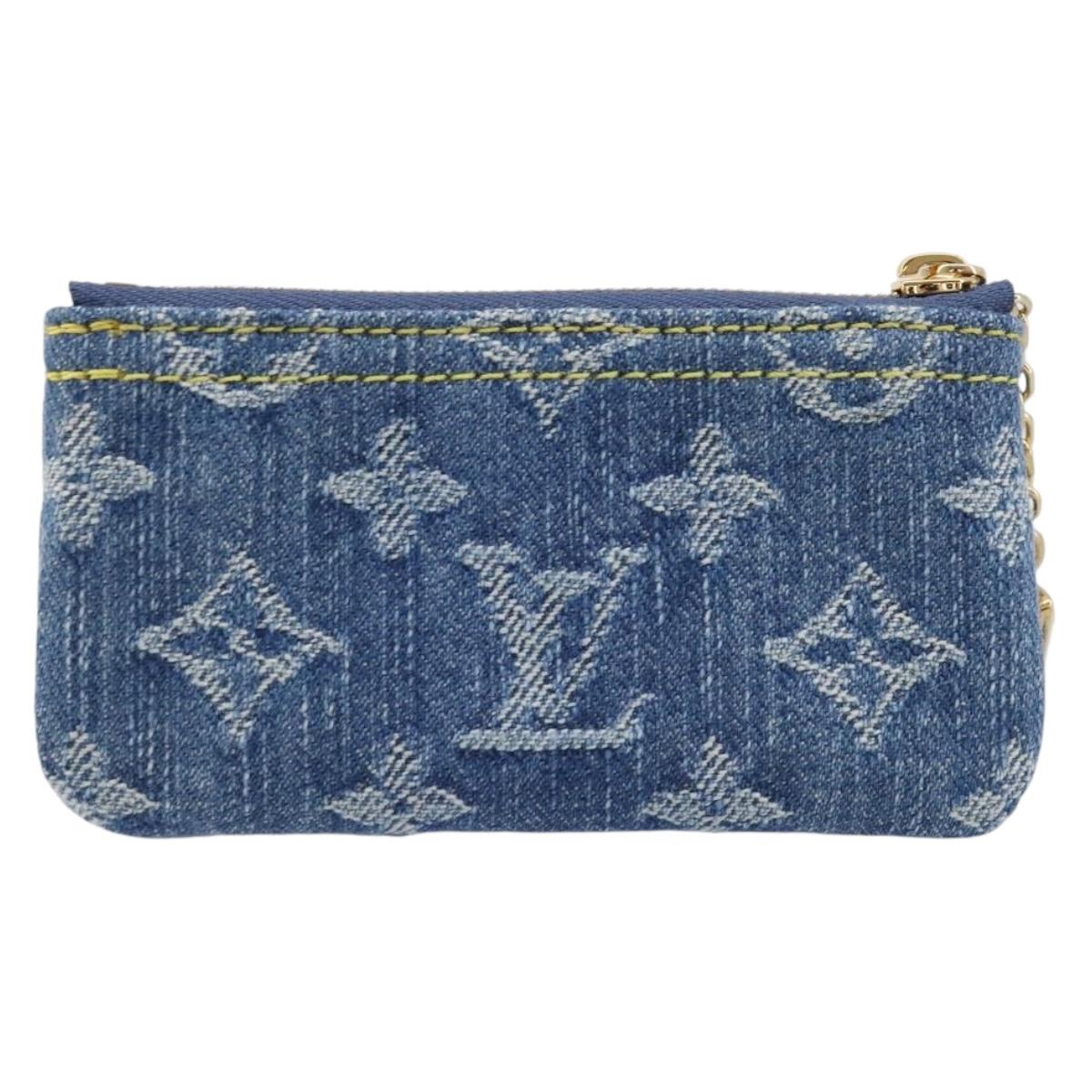 LOUIS VUITTON Monogram Denim Pochette Cles Coin Purse Blue M82961 Auth mr2995V