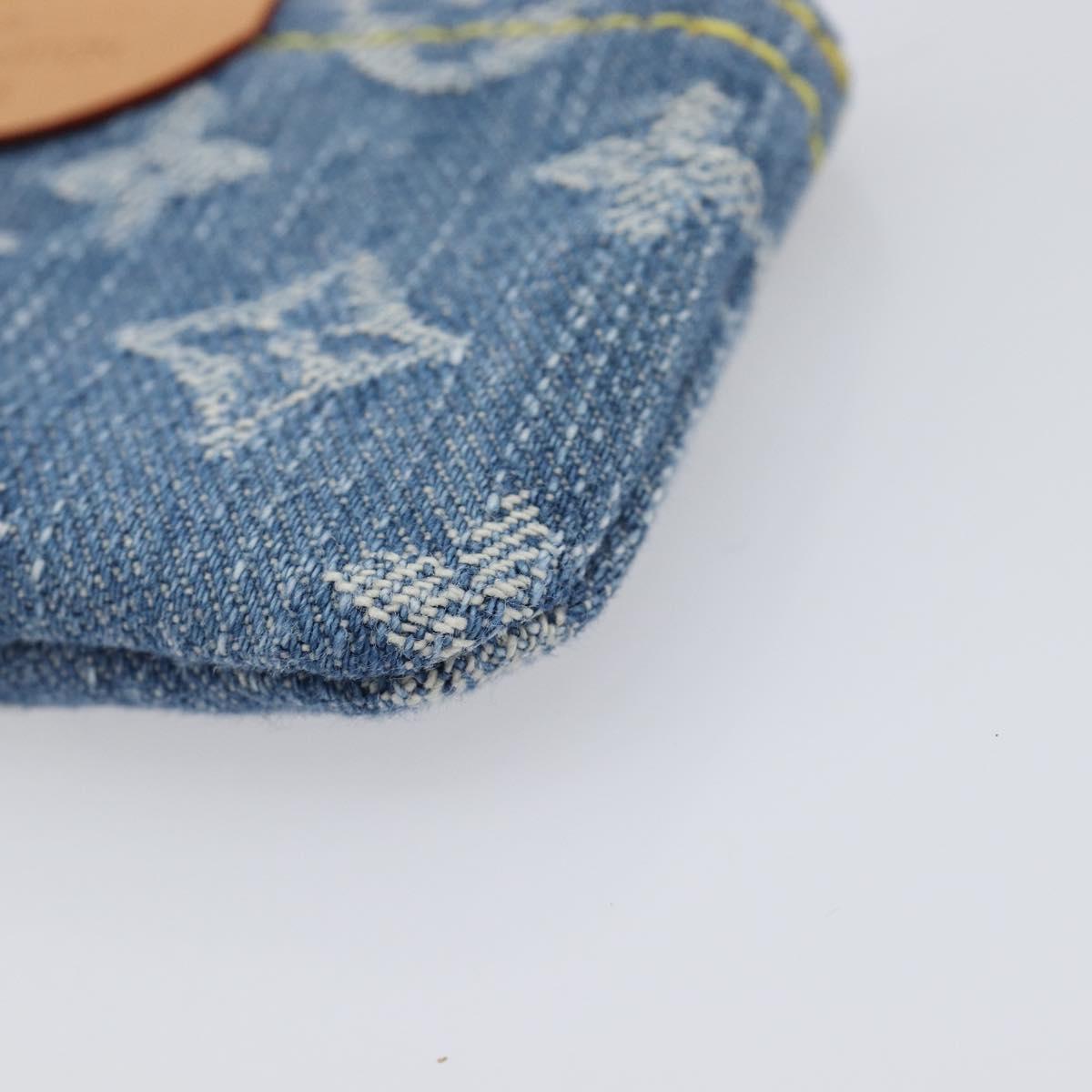 LOUIS VUITTON Monogram Denim Pochette Cles Coin Purse Blue M82961 Auth mr2995V