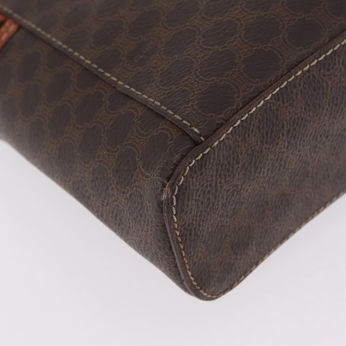 CELINE Macadam Canvas Vanity Cosmetic Pouch PVC Brown Auth mr2997A