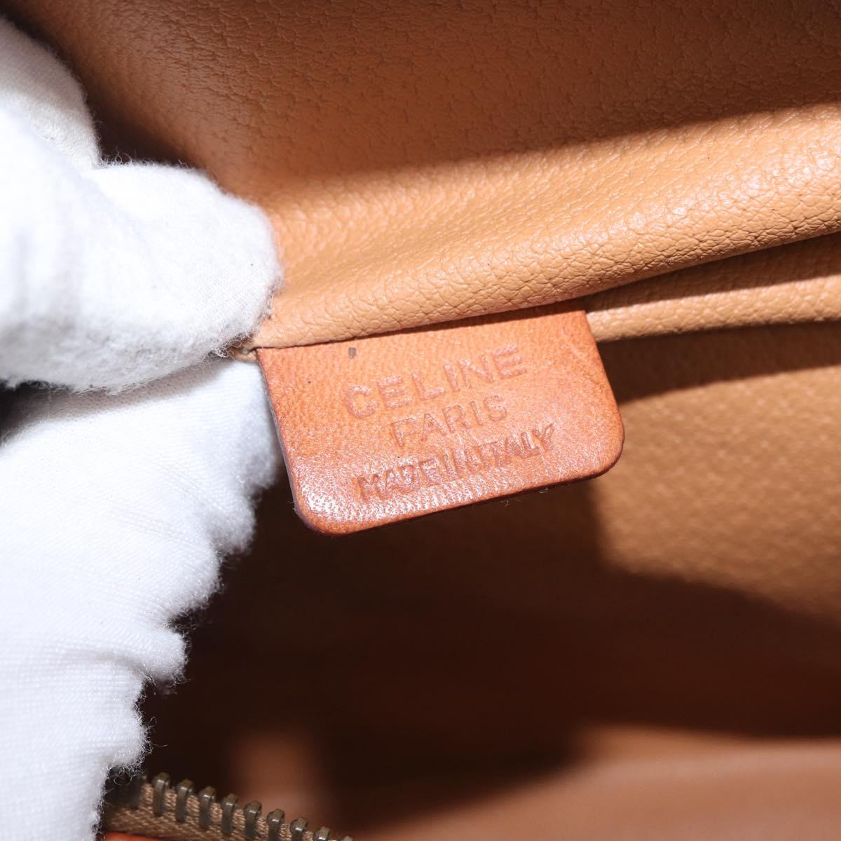 CELINE Macadam Canvas Vanity Cosmetic Pouch PVC Brown Auth mr2997A